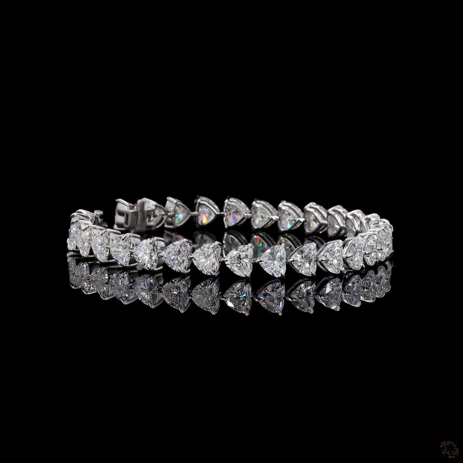 22.70 Ct Heart Shaped Diamond Eternity Tennis Bracelet in White Gold