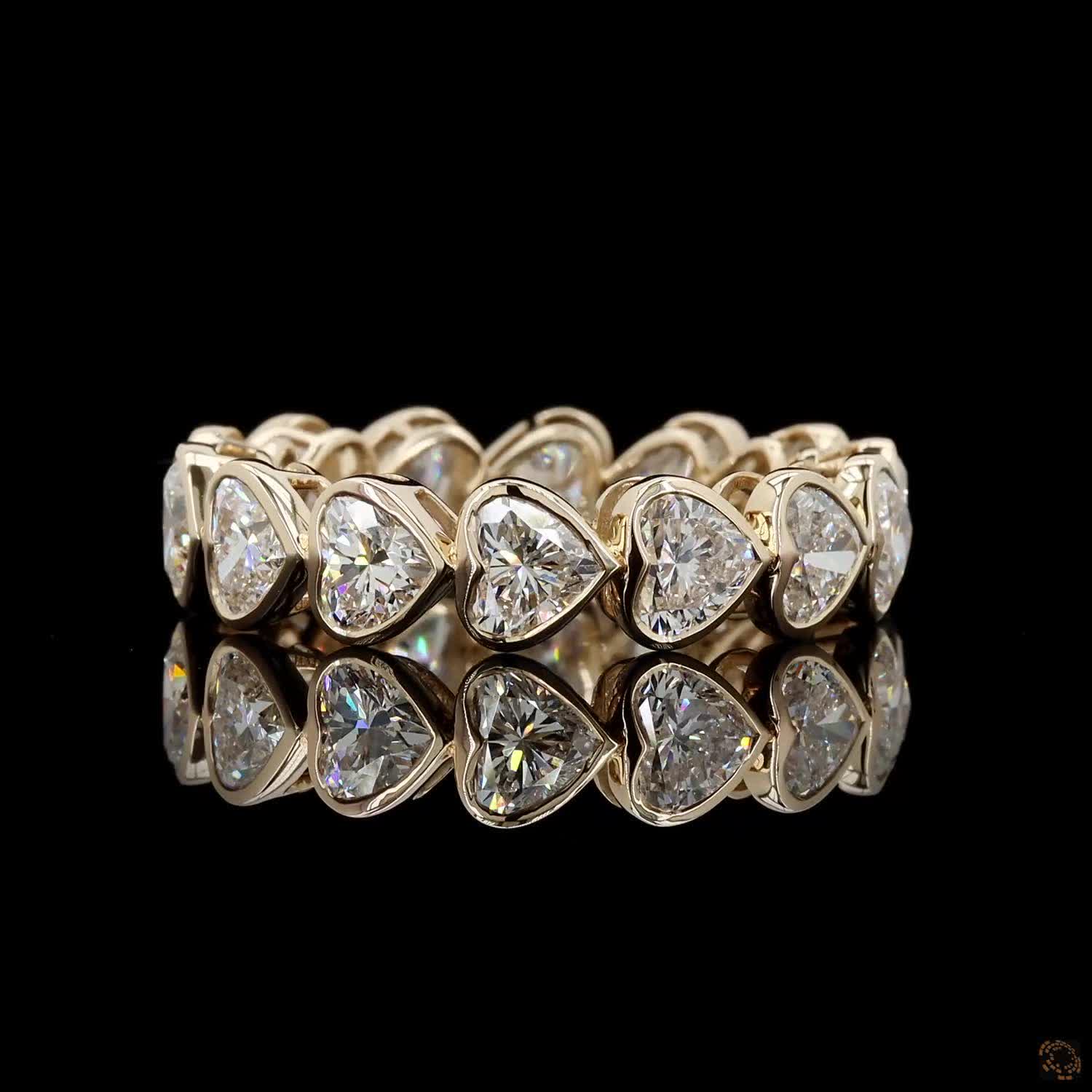 5.38 Ct Bezel-Set Heart Cut Diamond Eternity Band in 14K Yellow Gold
