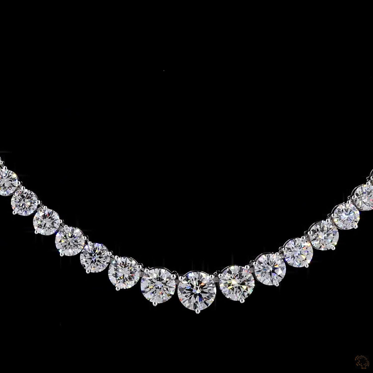21.45 Ct Graduated Round Diamond Tennis Necklace in White Gold