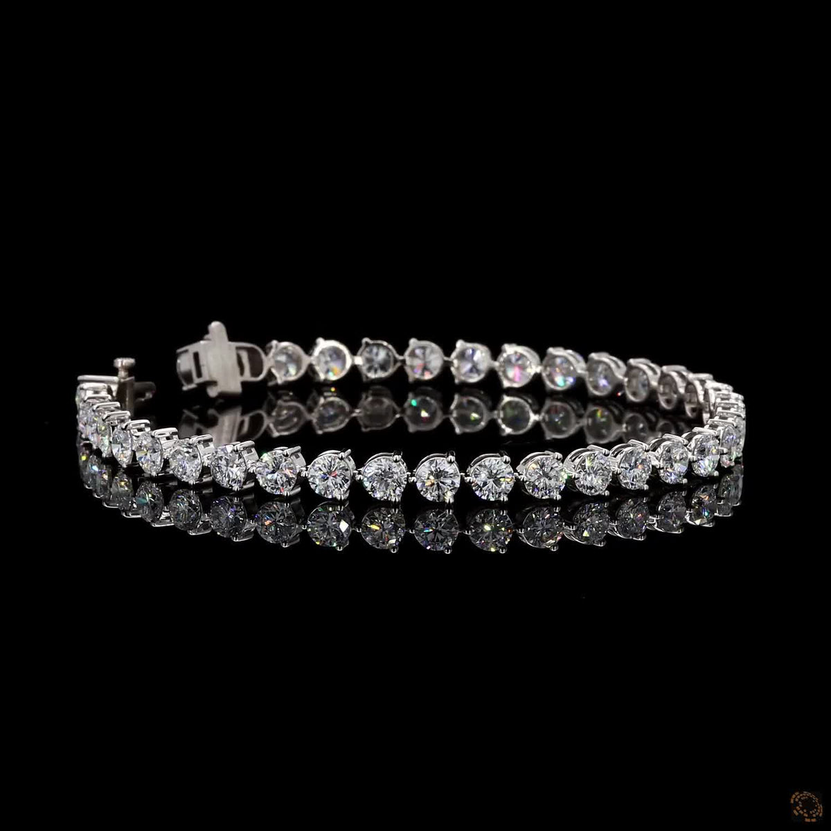 9.58 Ct Graduated Round Cut  Tennis Bracelet in 14K White Gold | Center-Focused Diamond Alternative Line Bracelet