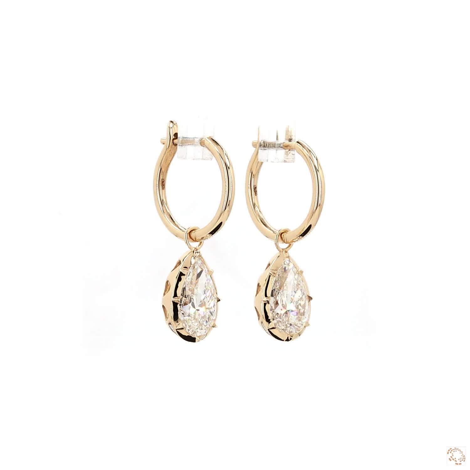5.02 Ct Luxury Pear Cut Georgian Earring | Everyday Gold Hoop Earrings | Gift for Her