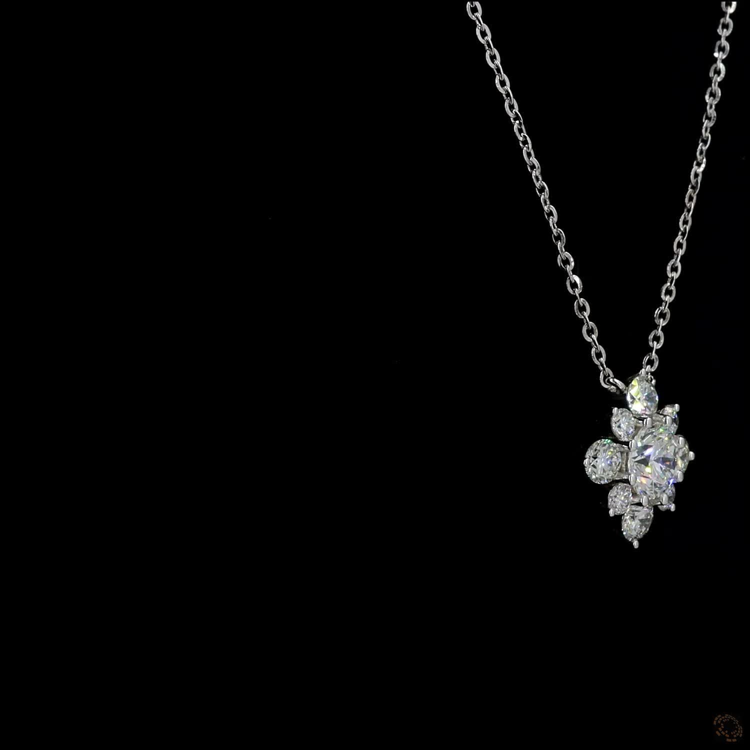 3.10 Ct Floral Cluster Diamond Pendant Necklace, Round Cut Diamond Flower Necklace, Elegant Statement Jewelry, Luxury Fine Jewelry Gift
