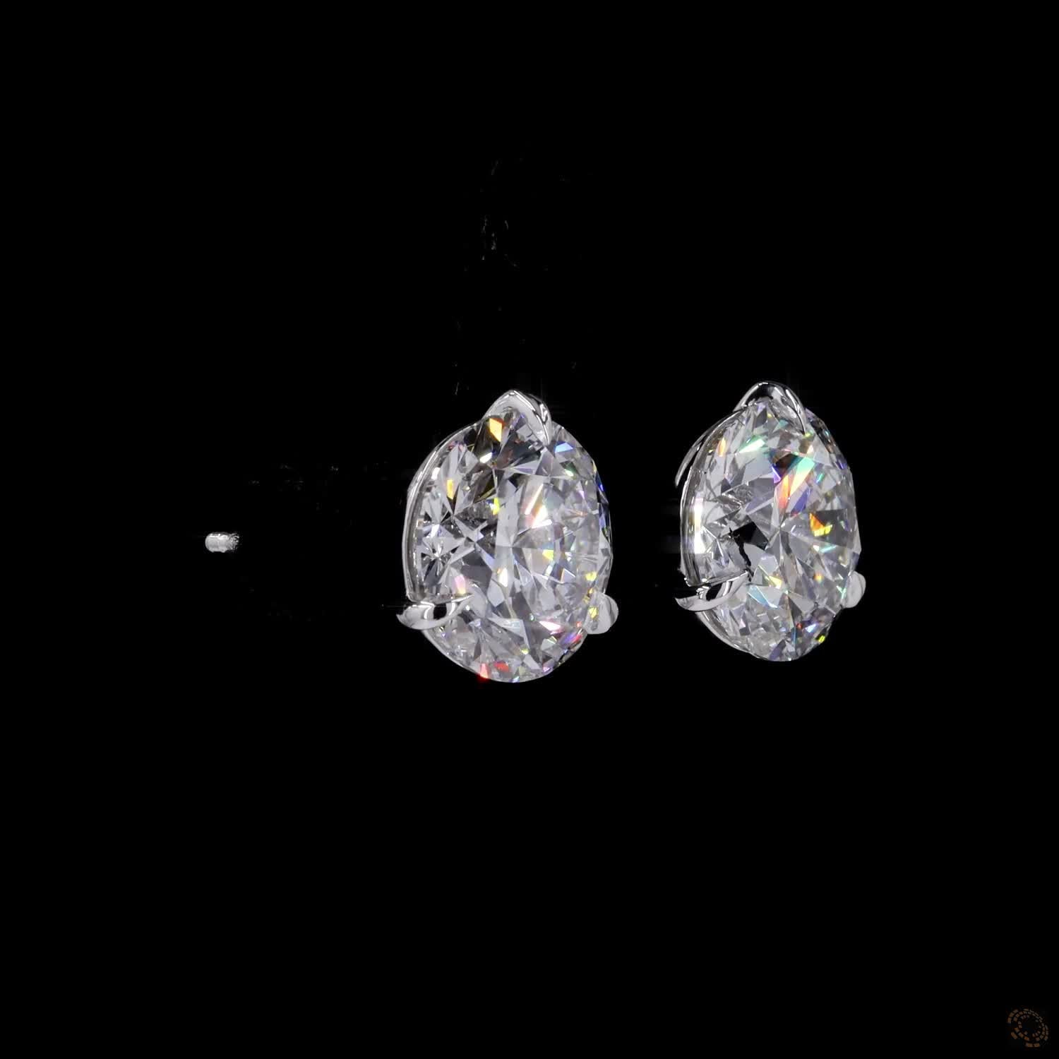 10.09 Ct Round Diamond Solitaire Stud Earrings, High-Polish 14K White Gold 3-Prong V-Basket Claw Studs for Women