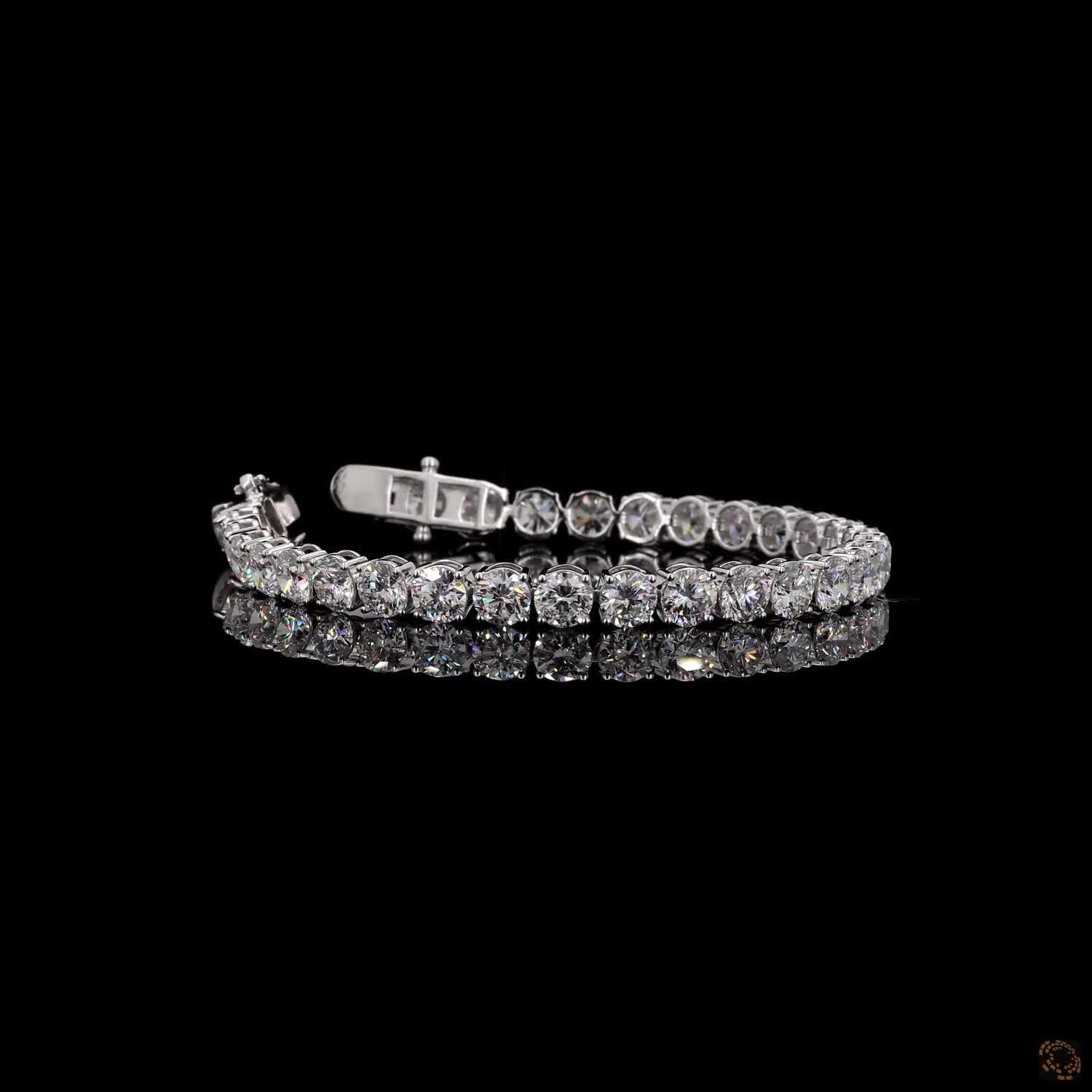 15.90 Ct Round Brilliant Cut Diamond Tennis Bracelet in 14K White Gold – Classic Box Clasp Safety Lock