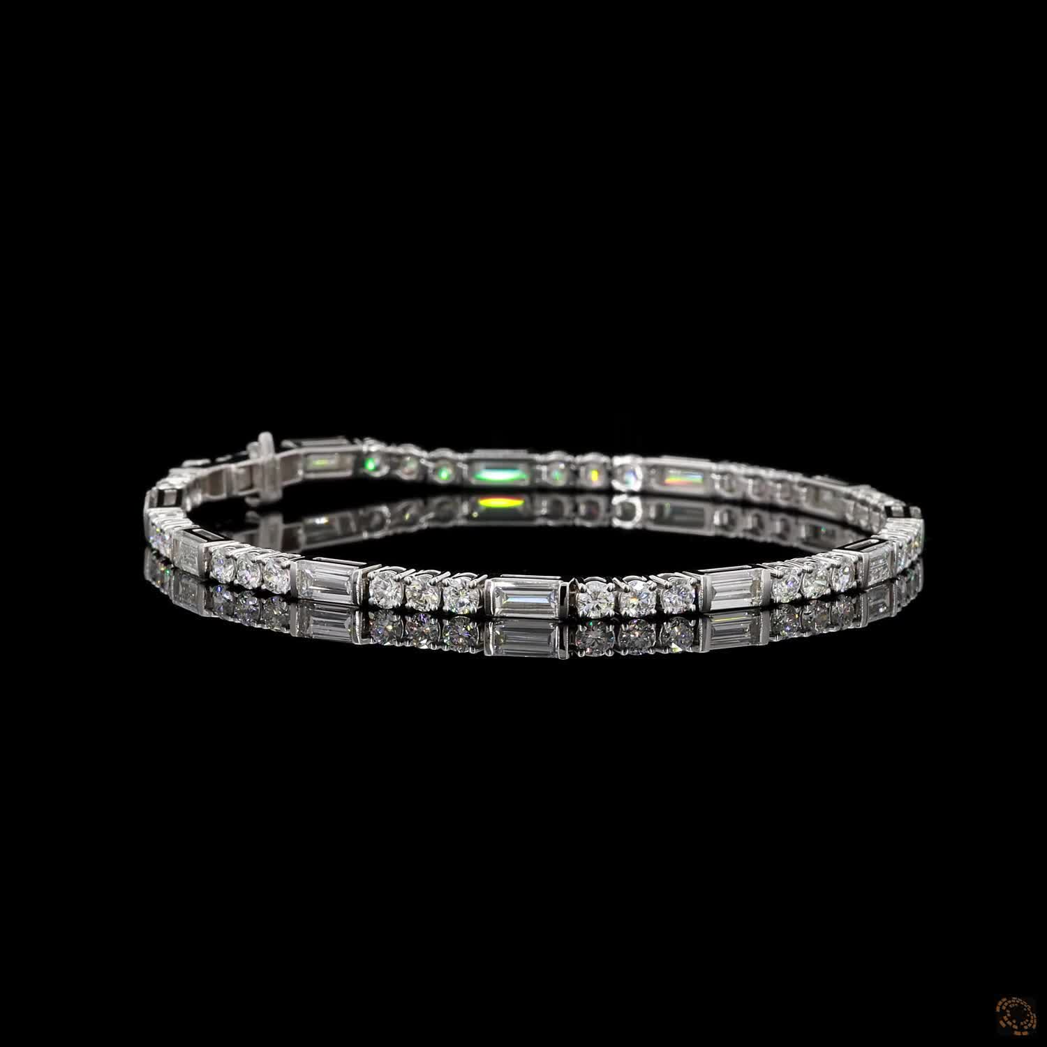 4.75 Ct 14K White Gold Round  Dainty Tennis Bracelet with Double Latch Box Clasp