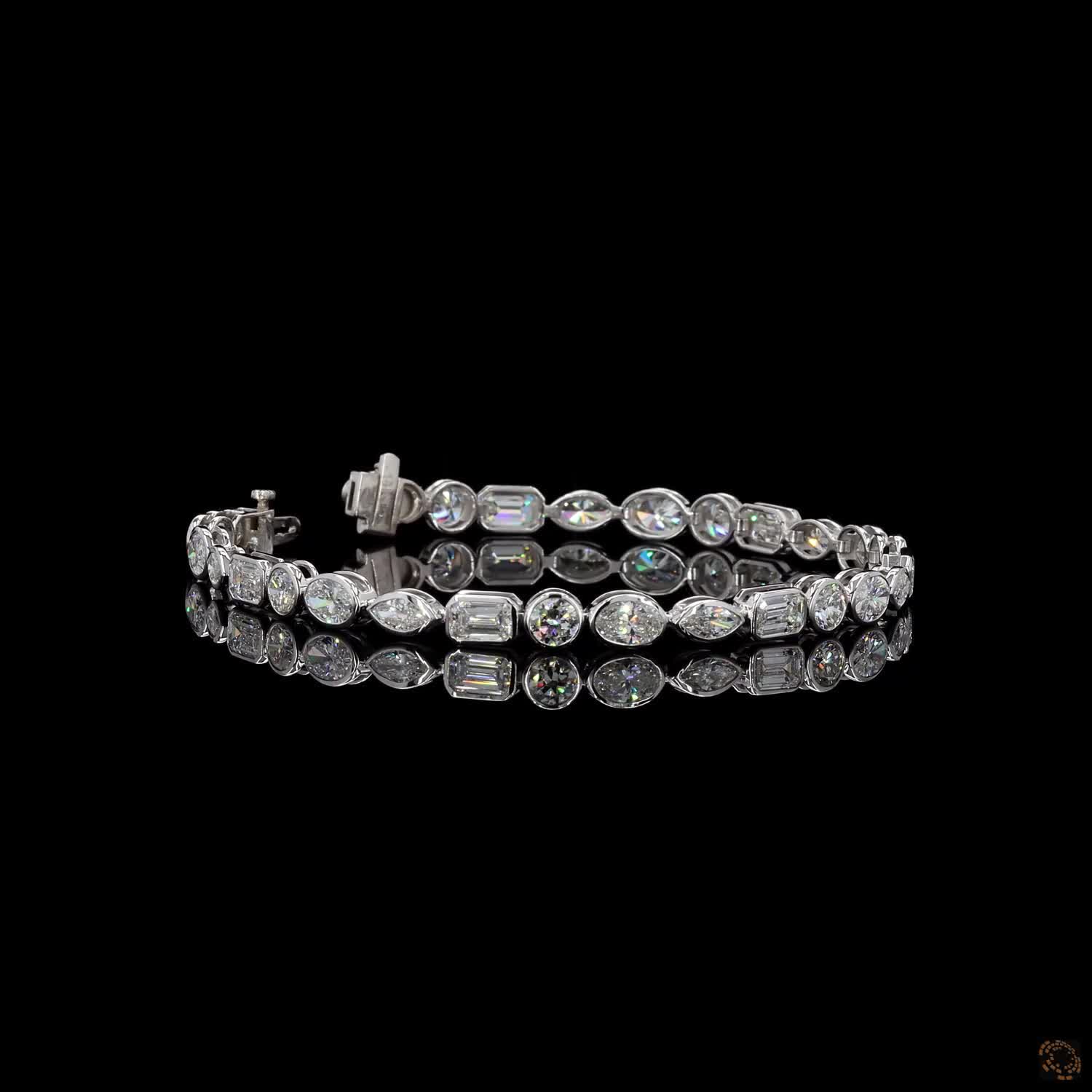 9.35 Ct Luxury Mixed Shape Diamond Tennis Bracelet | Lab Grown Diamonds | White Gold Bracelet