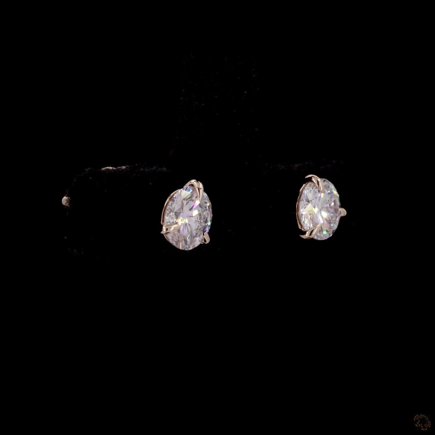 0.99 Ct Yellow Gold Round Cut Solitaire Stud Earrings in 3-Prong Martini Setting