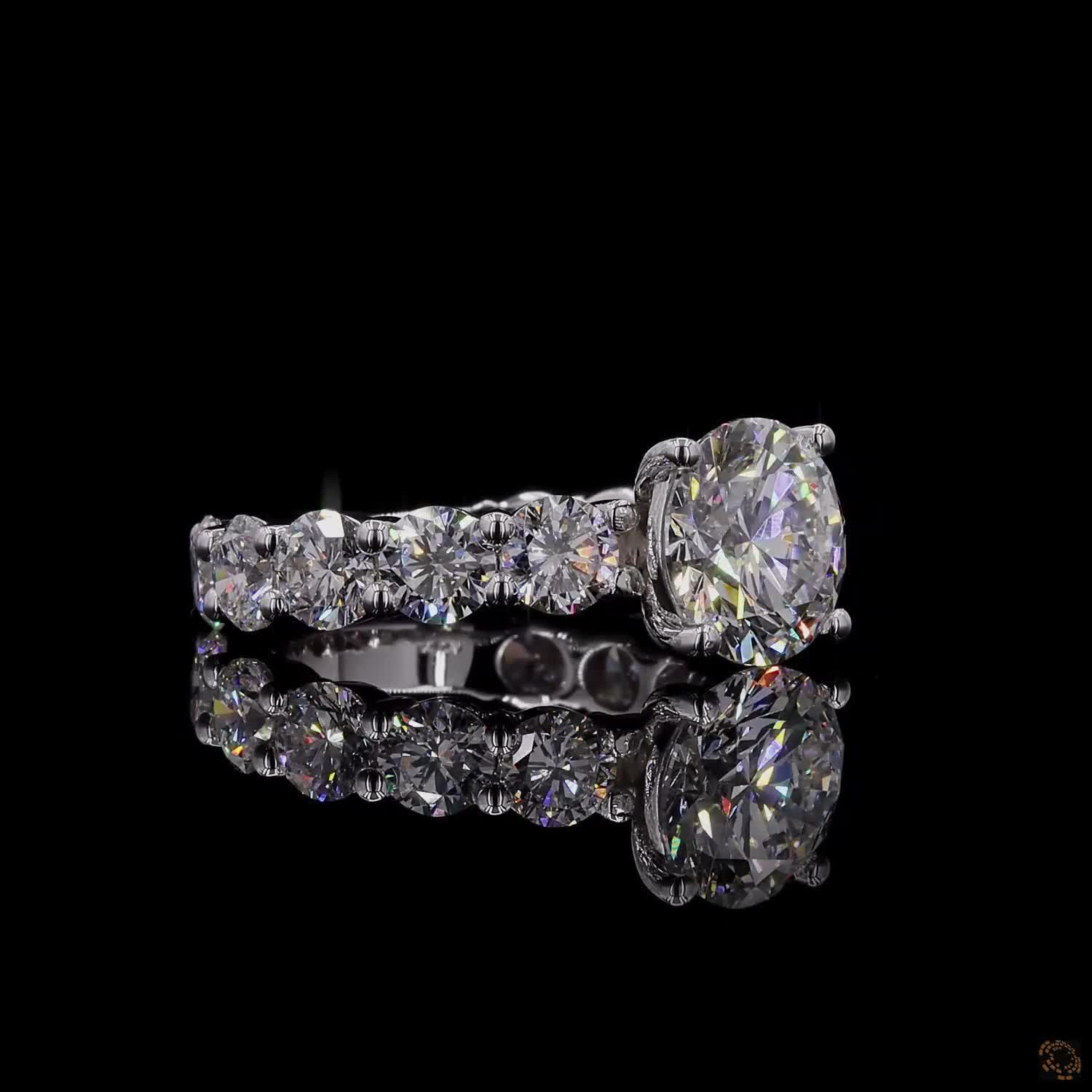 5.45 Ct Round Cut Lab Grown Diamond Ring  Pave Engagement Ring