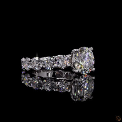 5.45 Ct Round Cut Lab Grown Diamond Ring  Pave Engagement Ring