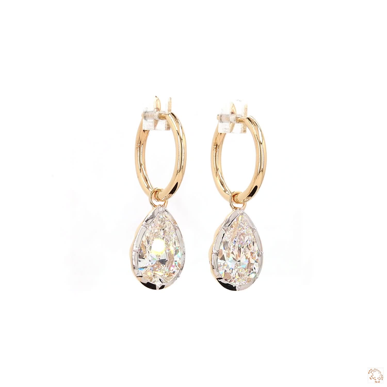 6.09 Ct Minimalist Pear Cut Gold Hoop Earrings | Elegant Drop Earrings for Women