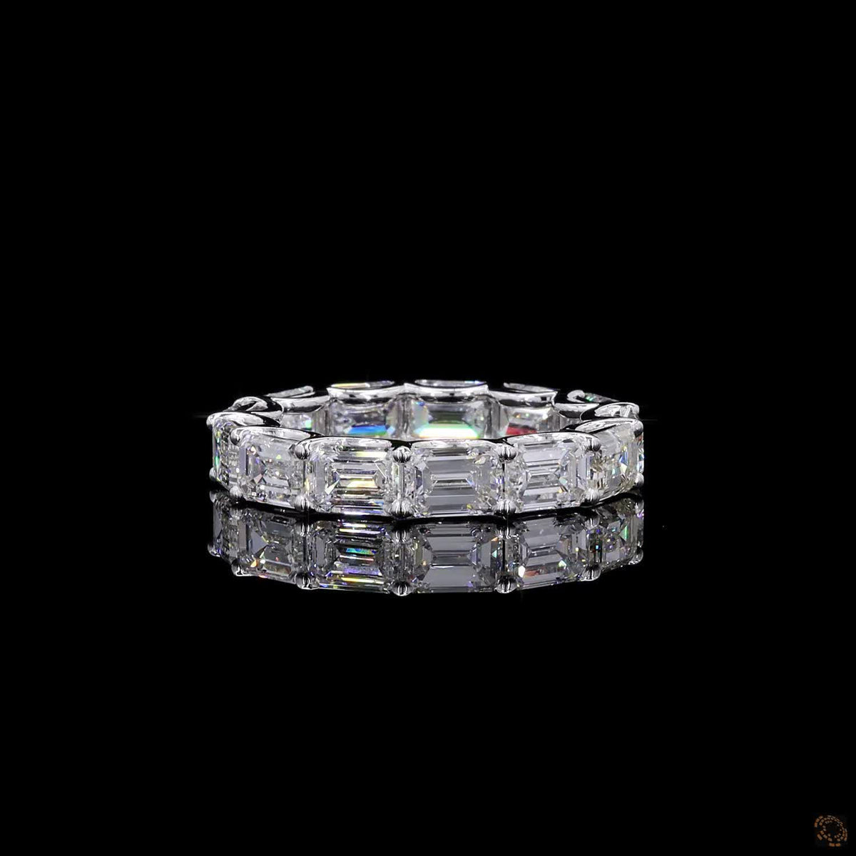6.83 Ct East-West Emerald Cut Diamond Eternity Band set in white gold