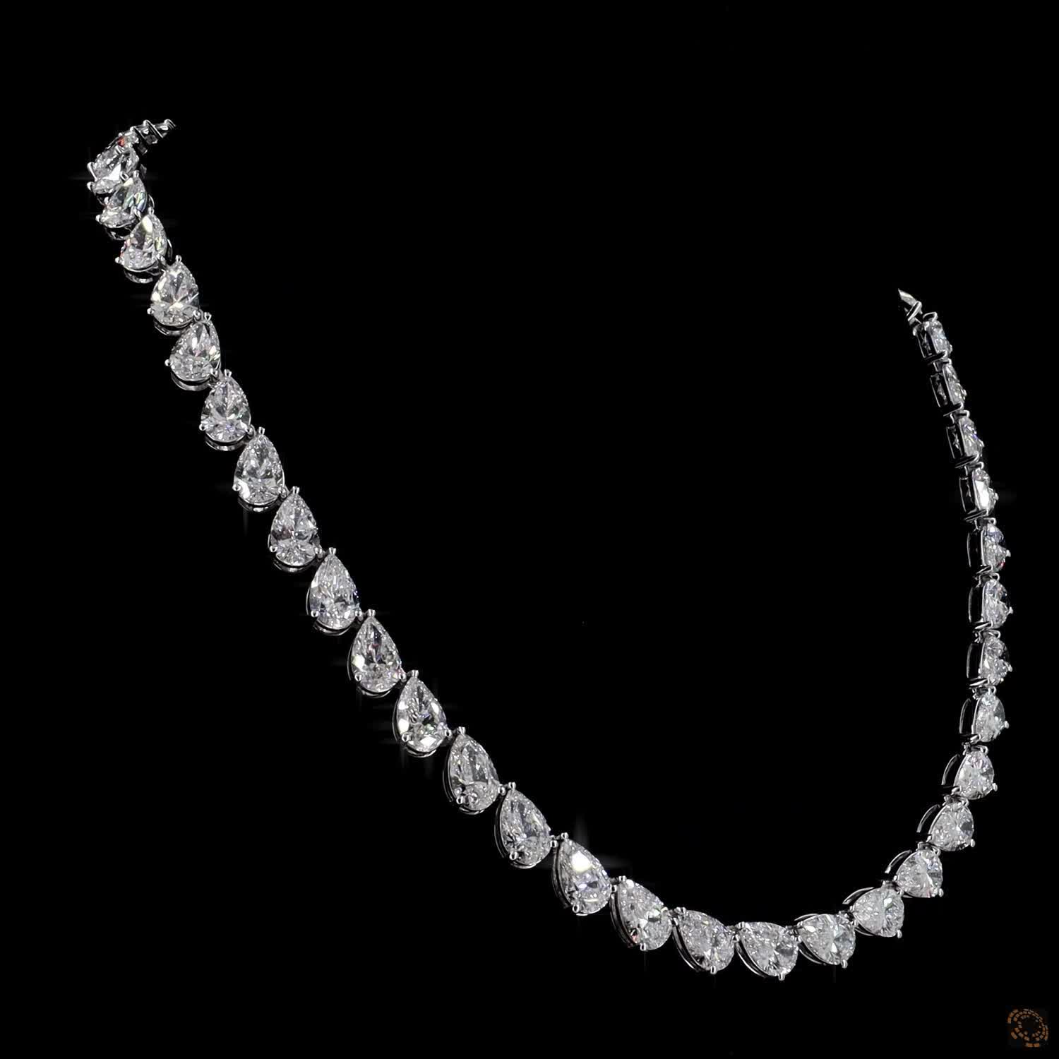 50.41 Ct Pear Shaped Diamond Eternity Statement Necklace for Women