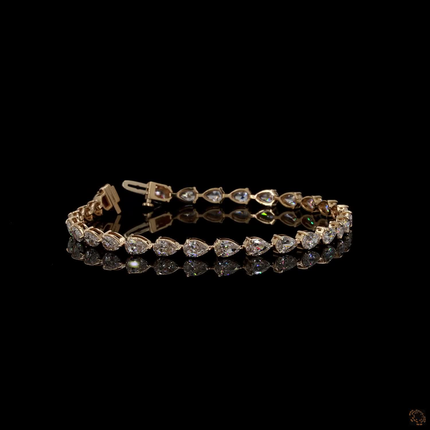 7.25 Ct Pear Cut Diamond Tennis Bracelet in 14K  Yellow Gold