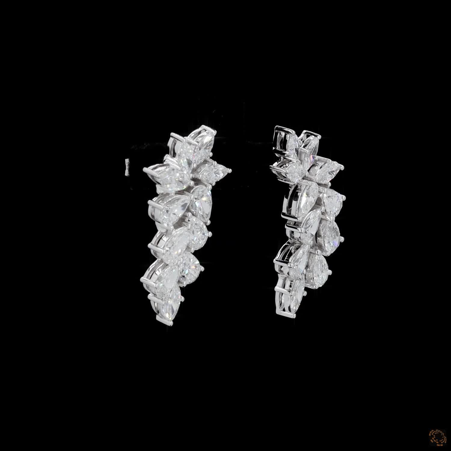 4.38 Ct High-clarity multi-shape diamonds marquise and pear cuts set at dynamic angles for multidirectional sparkle