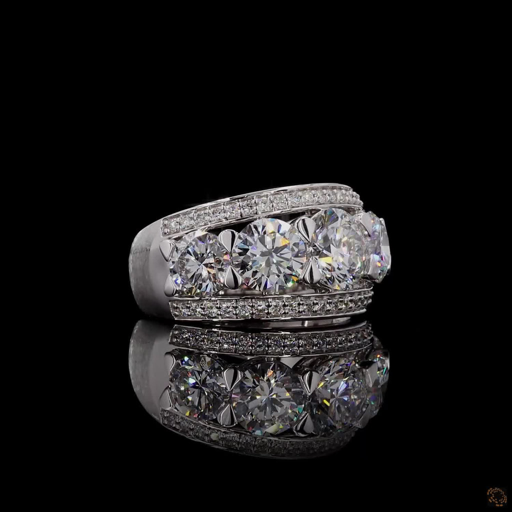 4.00 Ct Round Brilliant Cut Triple Row Eternity Wedding Ring