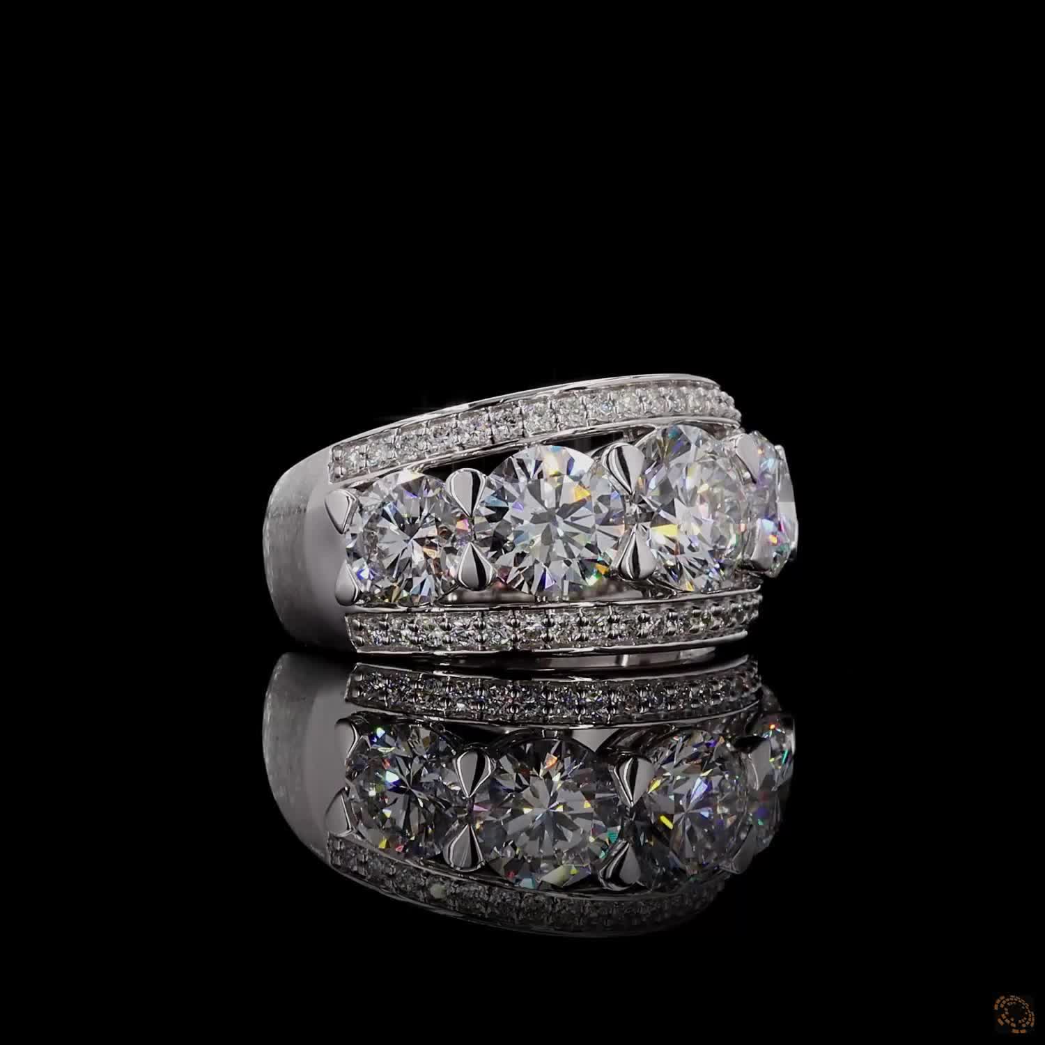 4.00 Ct Round Brilliant Cut Triple Row Eternity Wedding Ring