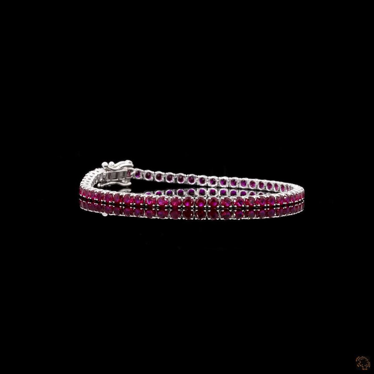 5.76 Ct Round Ruby Tennis Bracelet | White Gold Genuine Ruby Line Bracelet