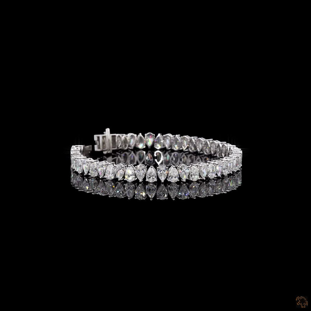 11.83Ct Pear Cut Lab Grown Diamond Bracelet in 14k White Gold