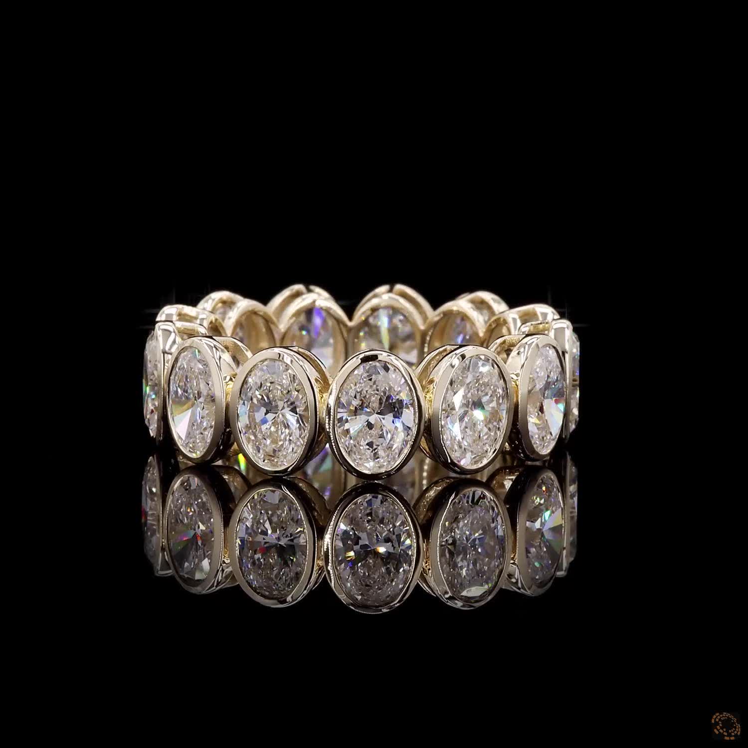 6.82 Ct Oval Diamond Wedding Band for Women | Bezel Set Lab Grown Diamond Eternity Ring