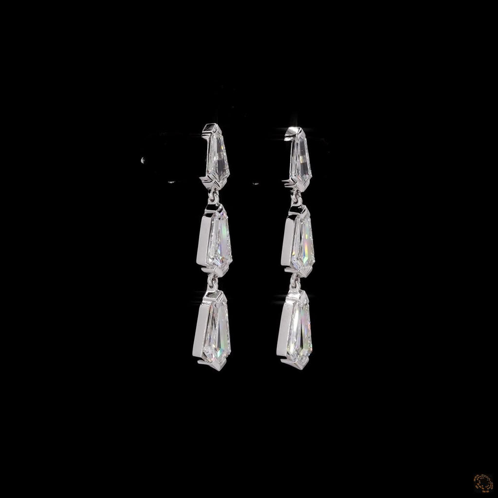 3.97 Ct Diamond Drop Earrings in Platinum with Lab Grown