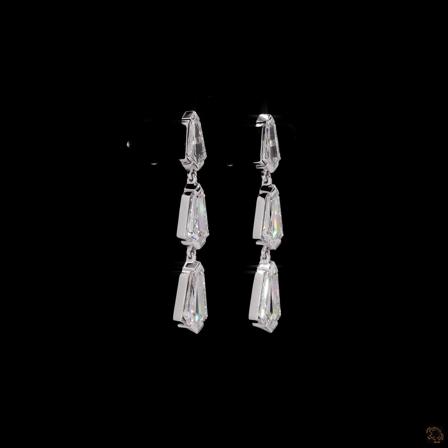 3.97 Ct Diamond Drop Earrings in Platinum with Lab Grown