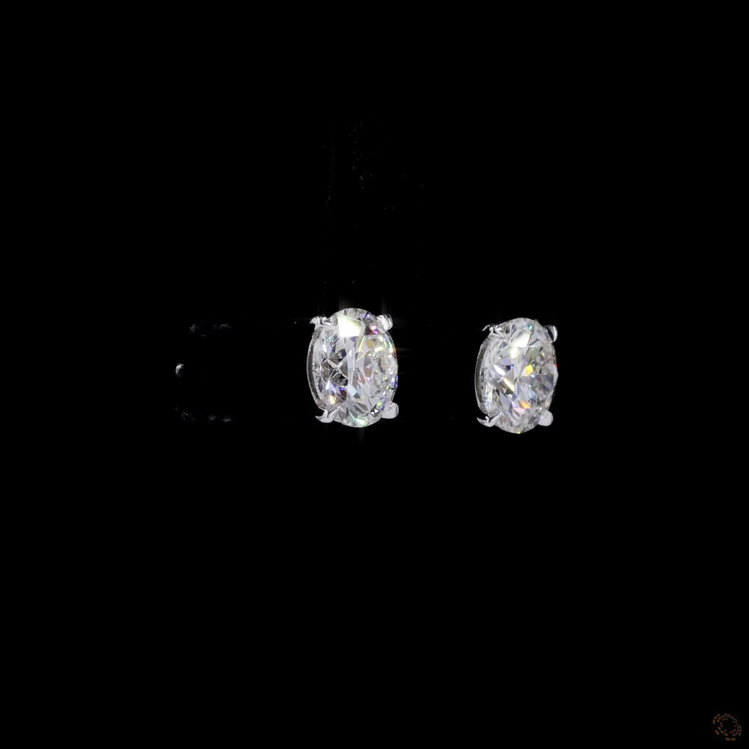 3.10 Ct Solid 14K White Gold Round Brilliant Cut Diamond Stud Earrings – Classic 4-Claw Solitaire Basket Studs