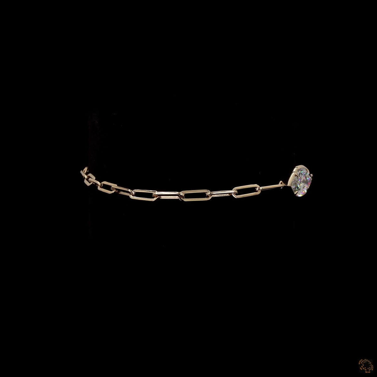 3.02 Ct East-West Marquise Cut Diamond Paperclip Link Bracelet in Yellow Gold