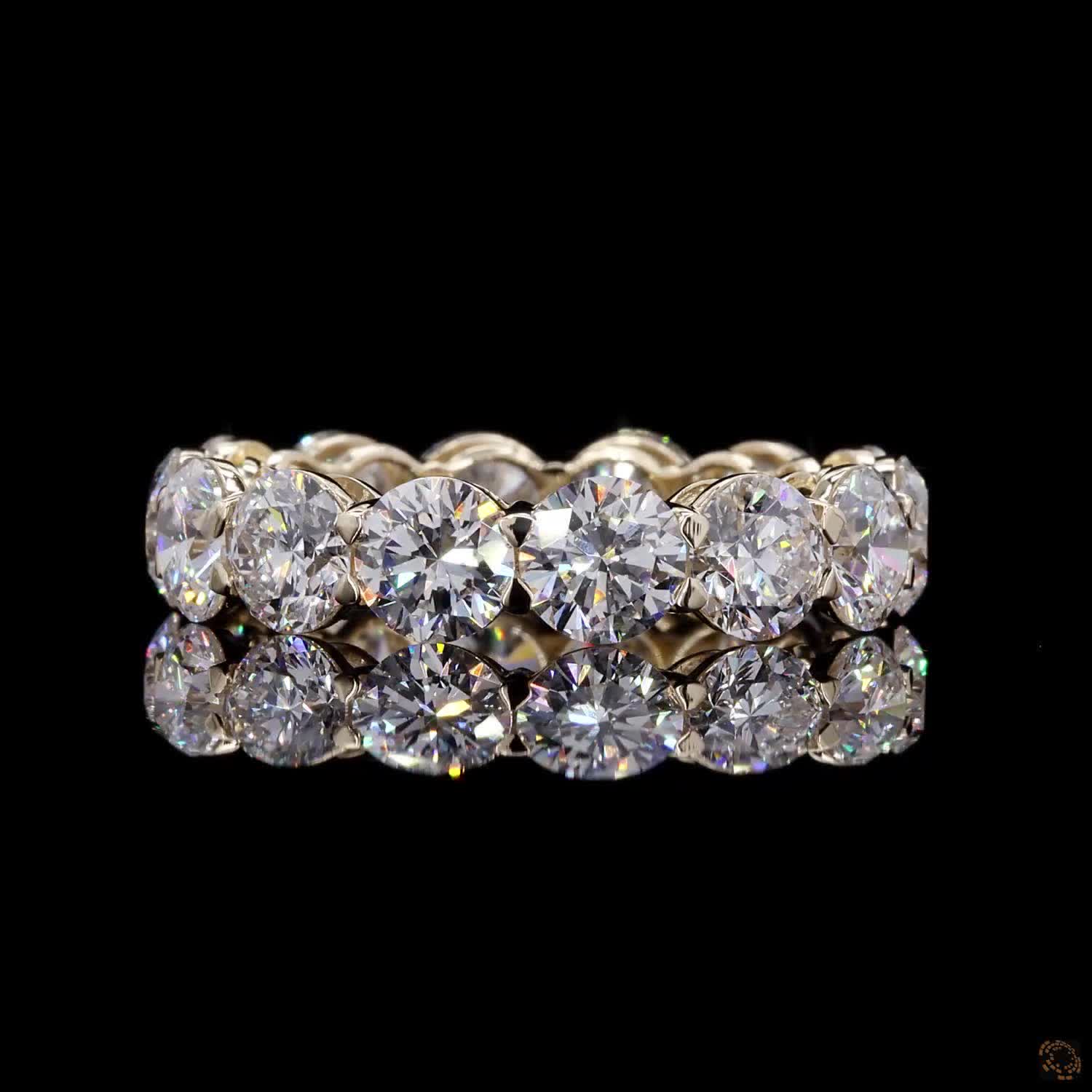6.67 Ct  Full Eternity Wedding Band, Round Brilliant Cut Shared Prong Bridal Band in White Gold