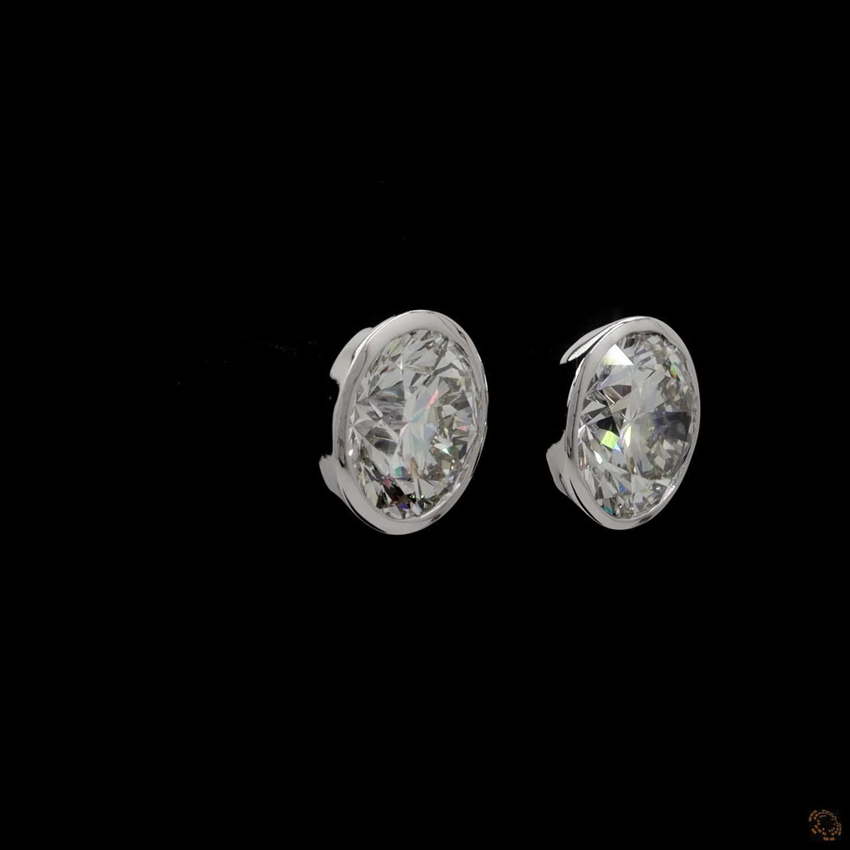6.05 Bezel-Set Round Brilliant Cut Diamond Stud Earrings in White Gold