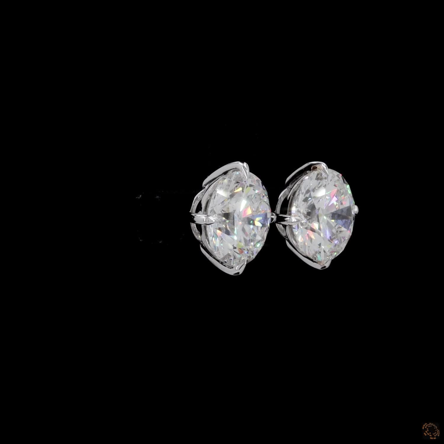 12.14 Ct White gold solitaire earrings, essential luxury diamond studs, lab grown round diamond studs, bridal diamond stud earrings