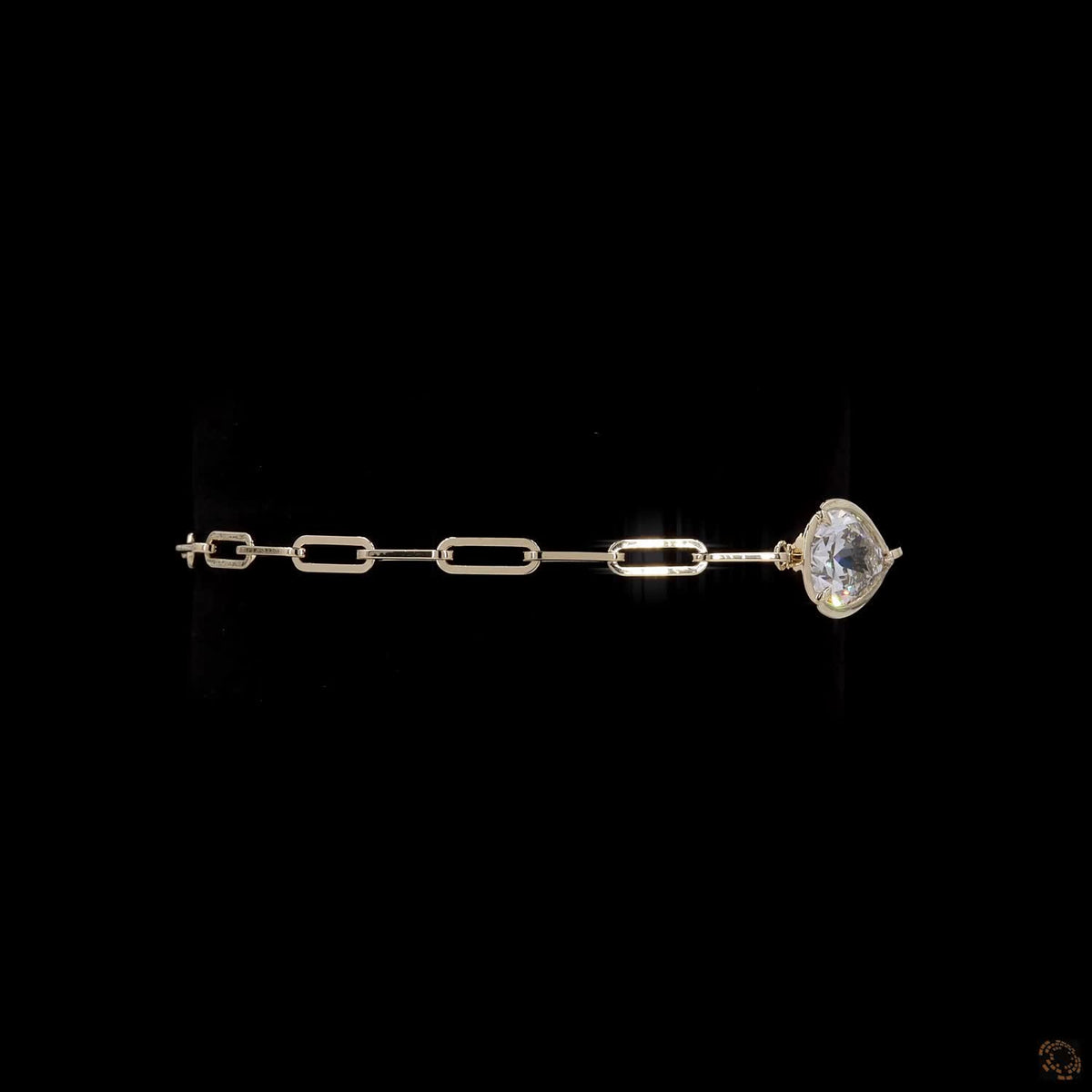 3.06 Ct Bezel-Set Pear Cut Diamond Paperclip Chain Bracelet in 14K Yellow Gold