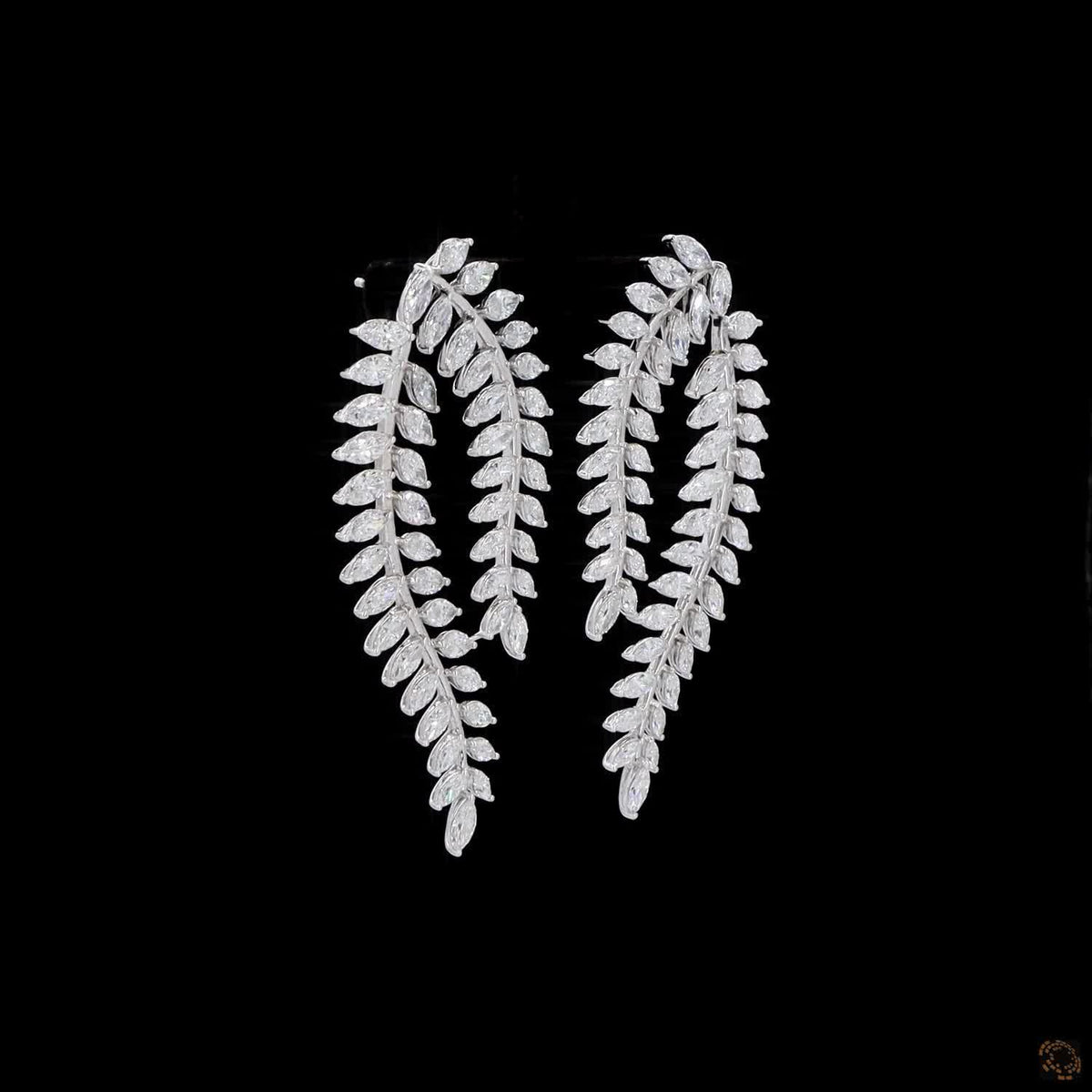 11.47 Ct Marquise Cut Diamond Leaf Drop Earrings | Luxury White Gold Vine Statement Earrings