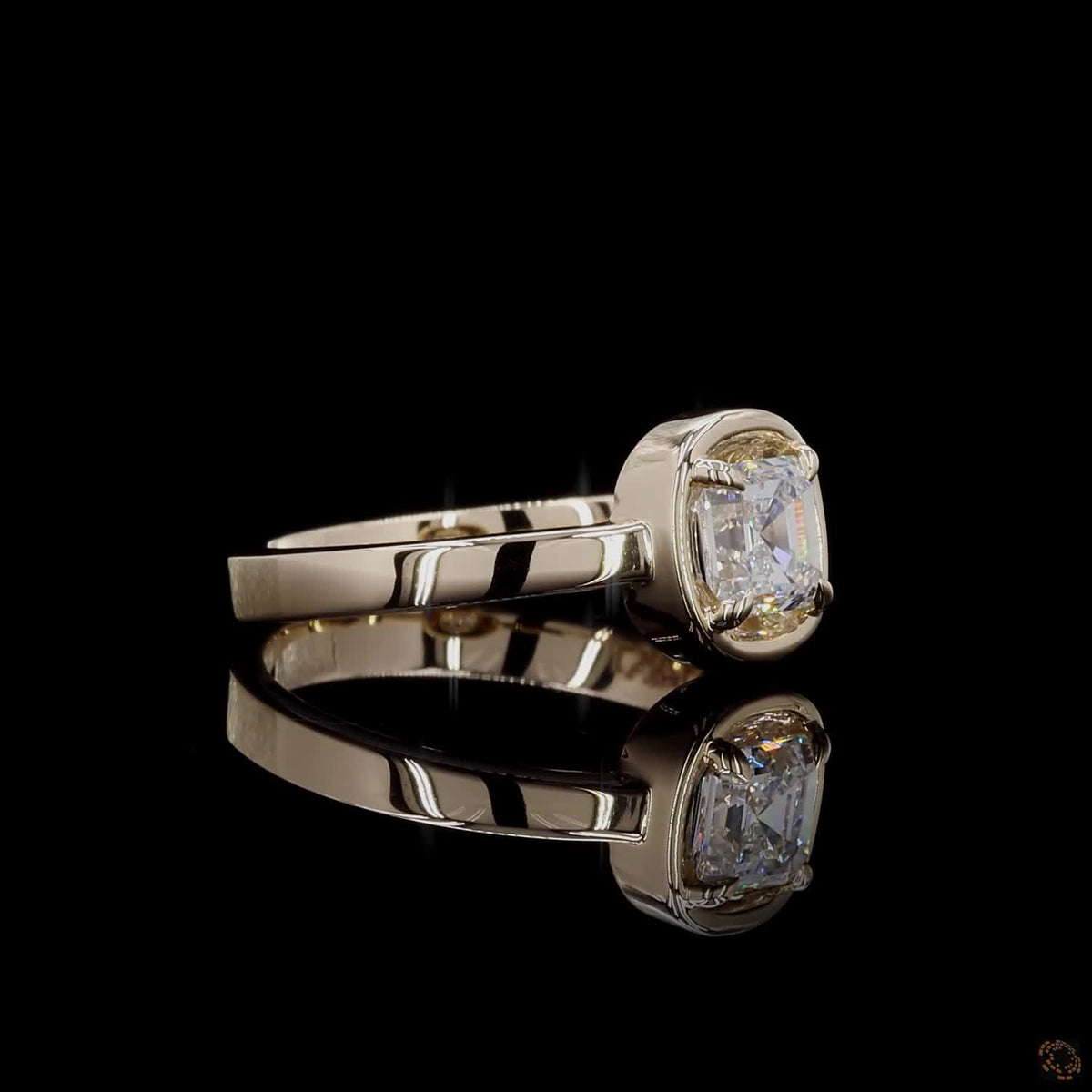0.53 Ct ASSCHER SOLITAIRE DIAMOND ENGAGEMENT RING