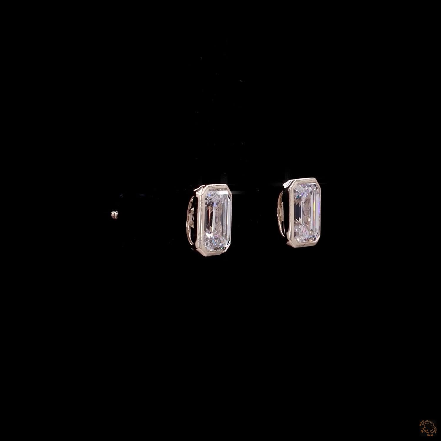 2.56 Ct 14K Yellow GOLD Emerald Shape Studs Earring