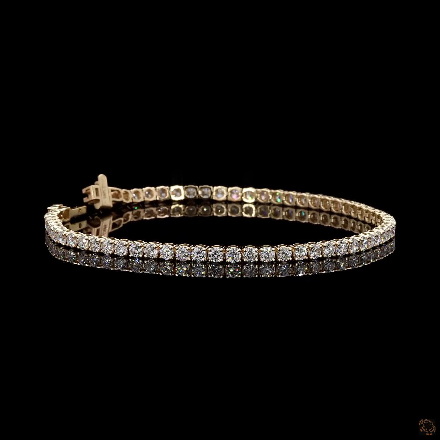 17.38 Ct Classic Round Cut Moissanite Tennis Bracelet in 14K Yellow Gold | 3-Prong Diamond Alternative Line Bracelet
