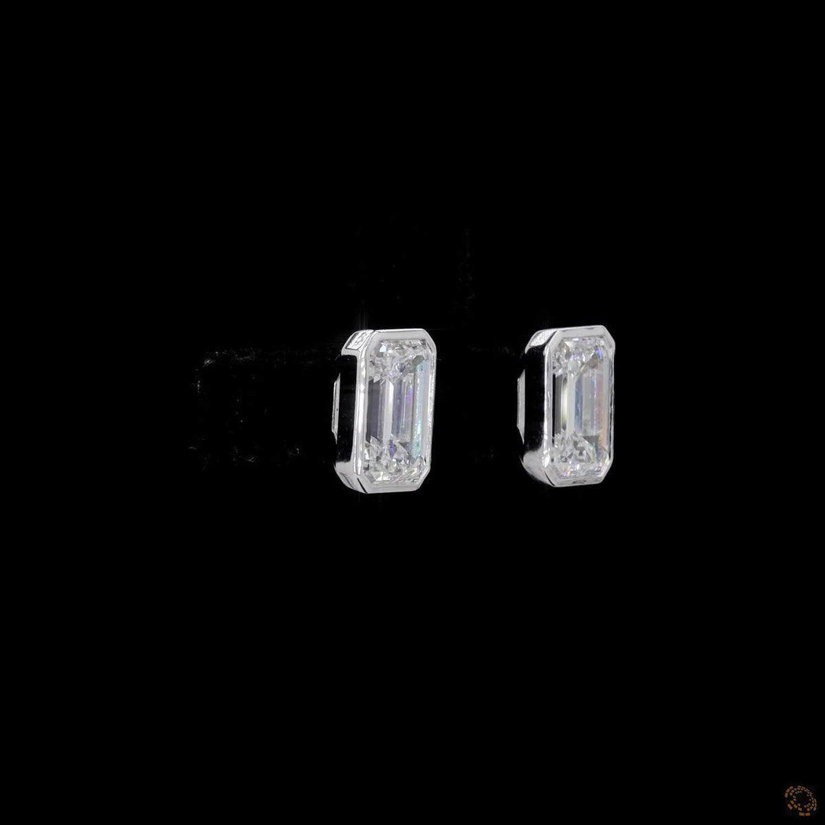 3.05 Ct Emerald Cut Diamond Stud Earrings White Gold Emerald Diamond Studs