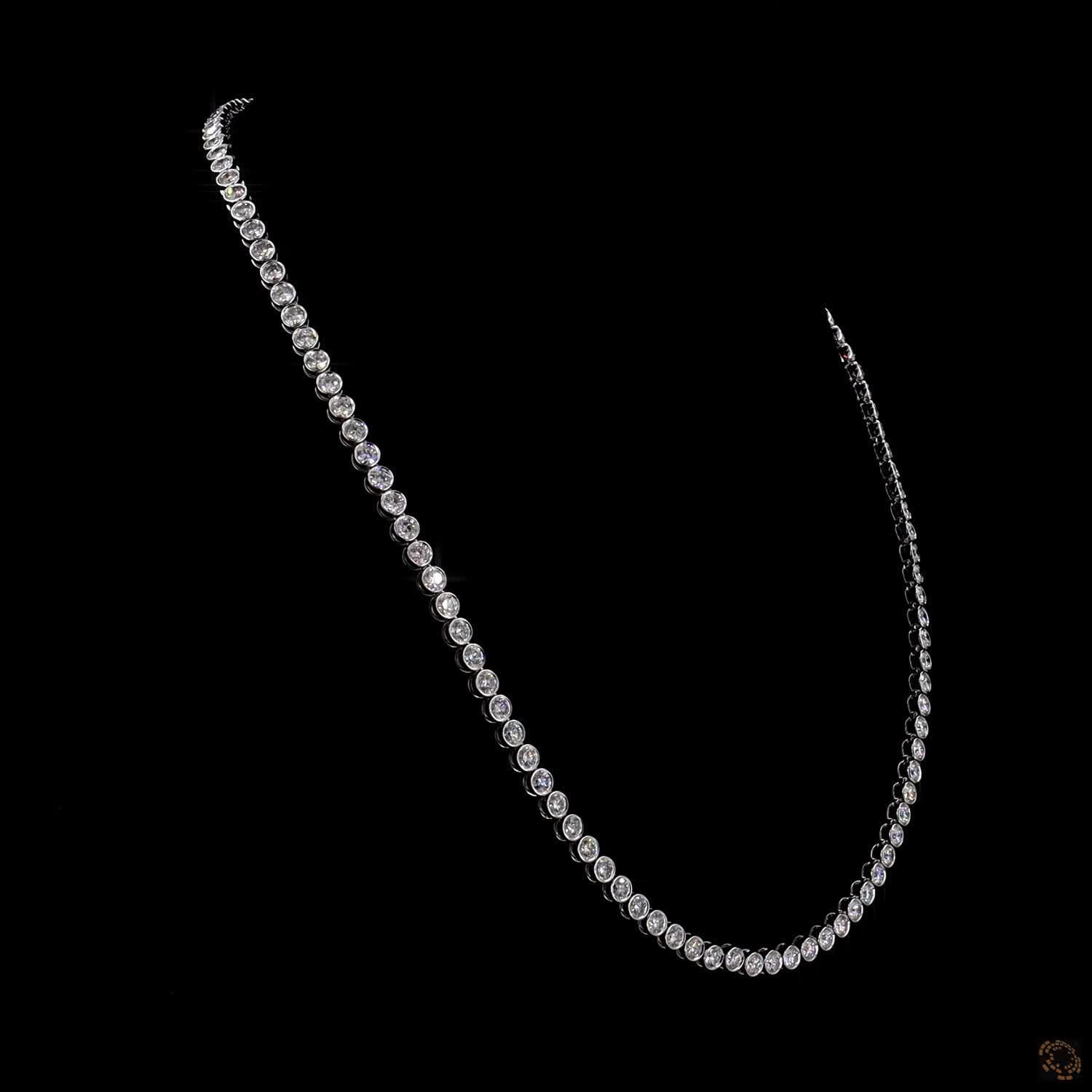12.73 Ct Full Bezel Round Lab-Grown Diamond Eternity Riviera Necklace (Copy)