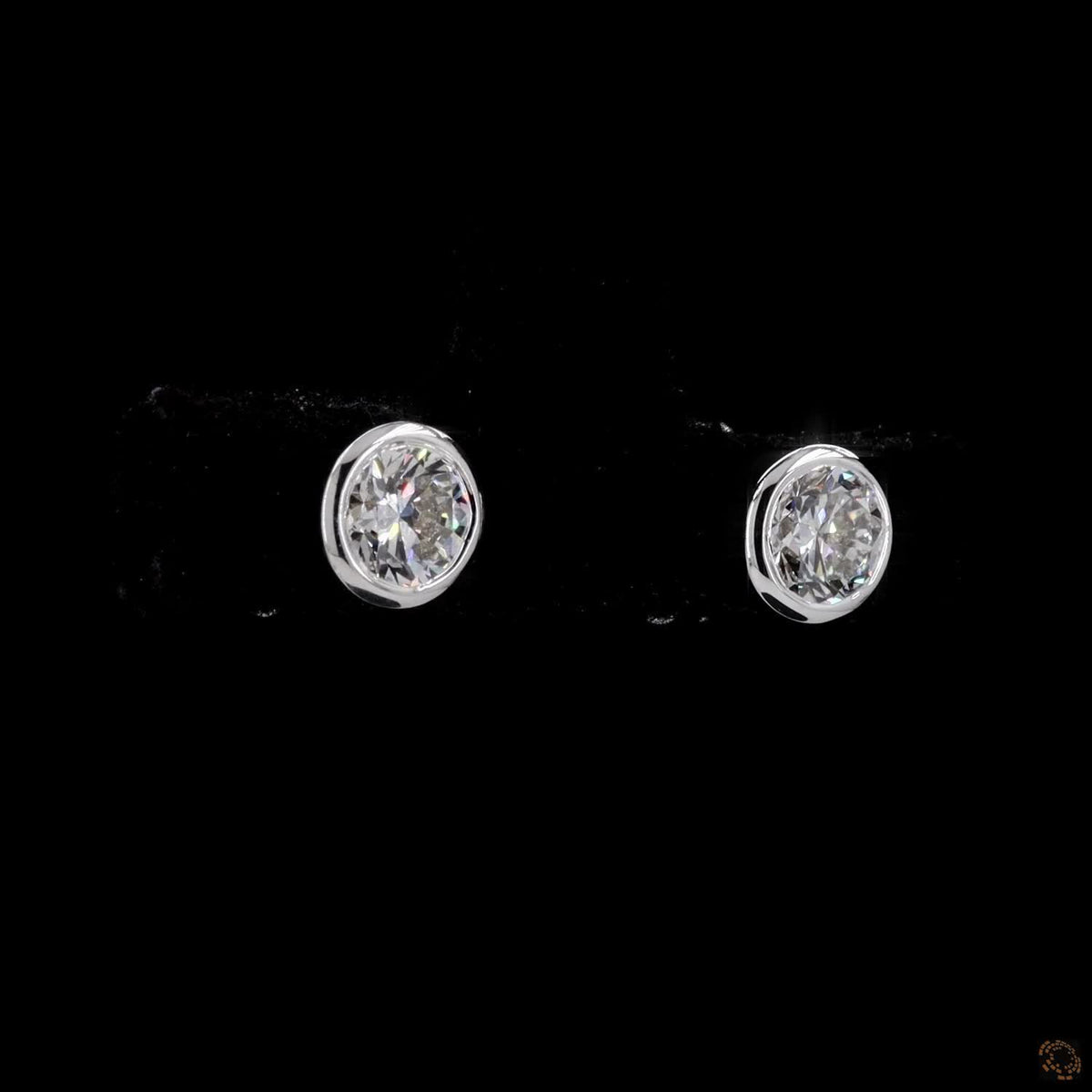 0.97 Ct Round Cut Diamond Stud Earrings, Bezel Set Brilliant Cut Diamond Earrings