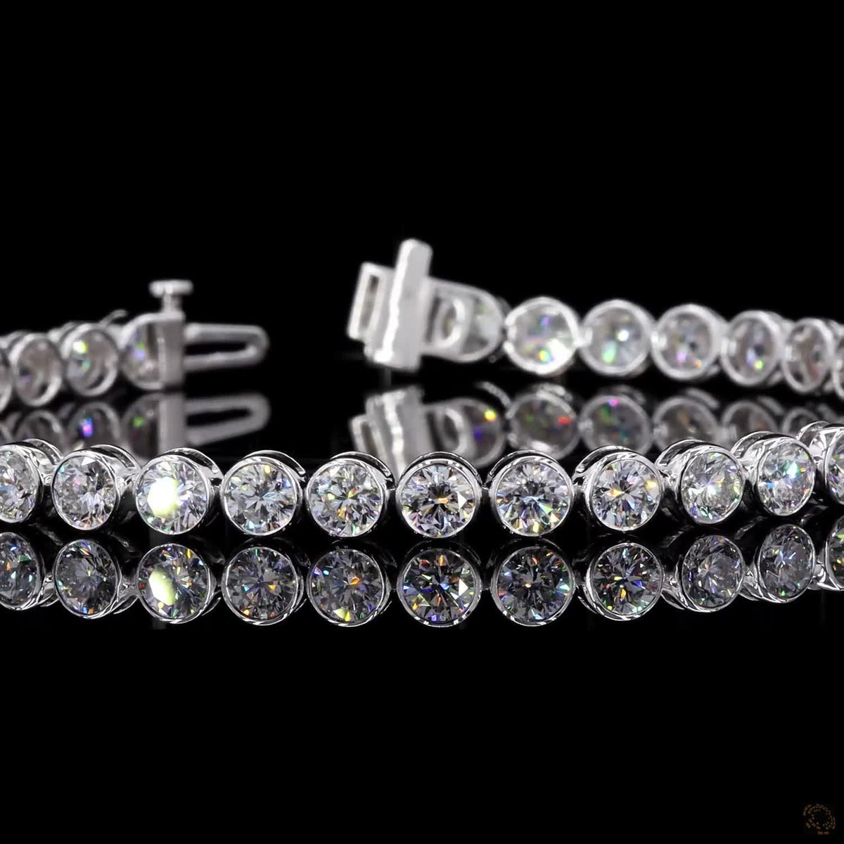 10.02 Ct Bezel-Set Round Diamond Tennis Bracelet in White Gold