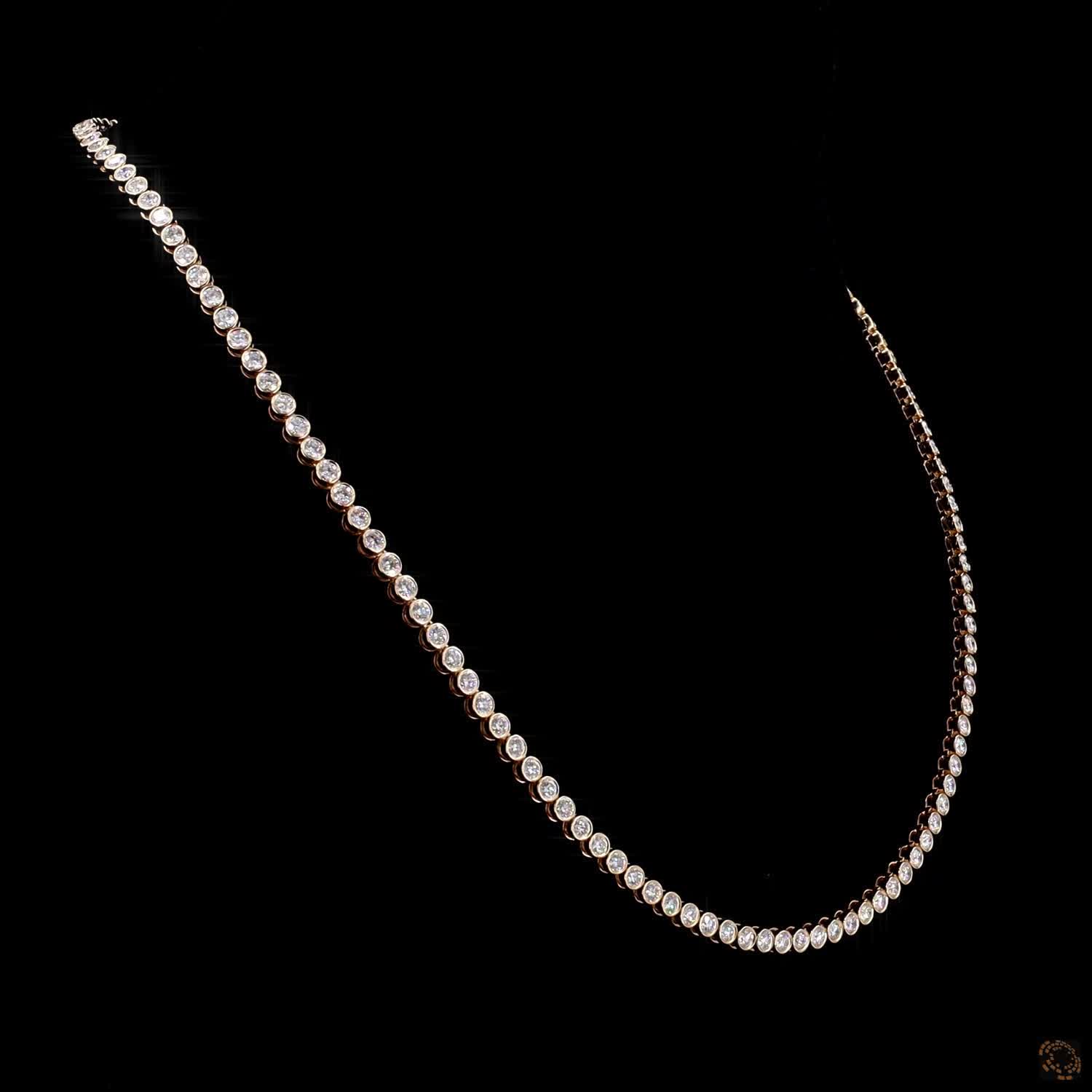 8.25 Ct Experience modern luxury with this bezel-set round-cut diamond tennis necklace