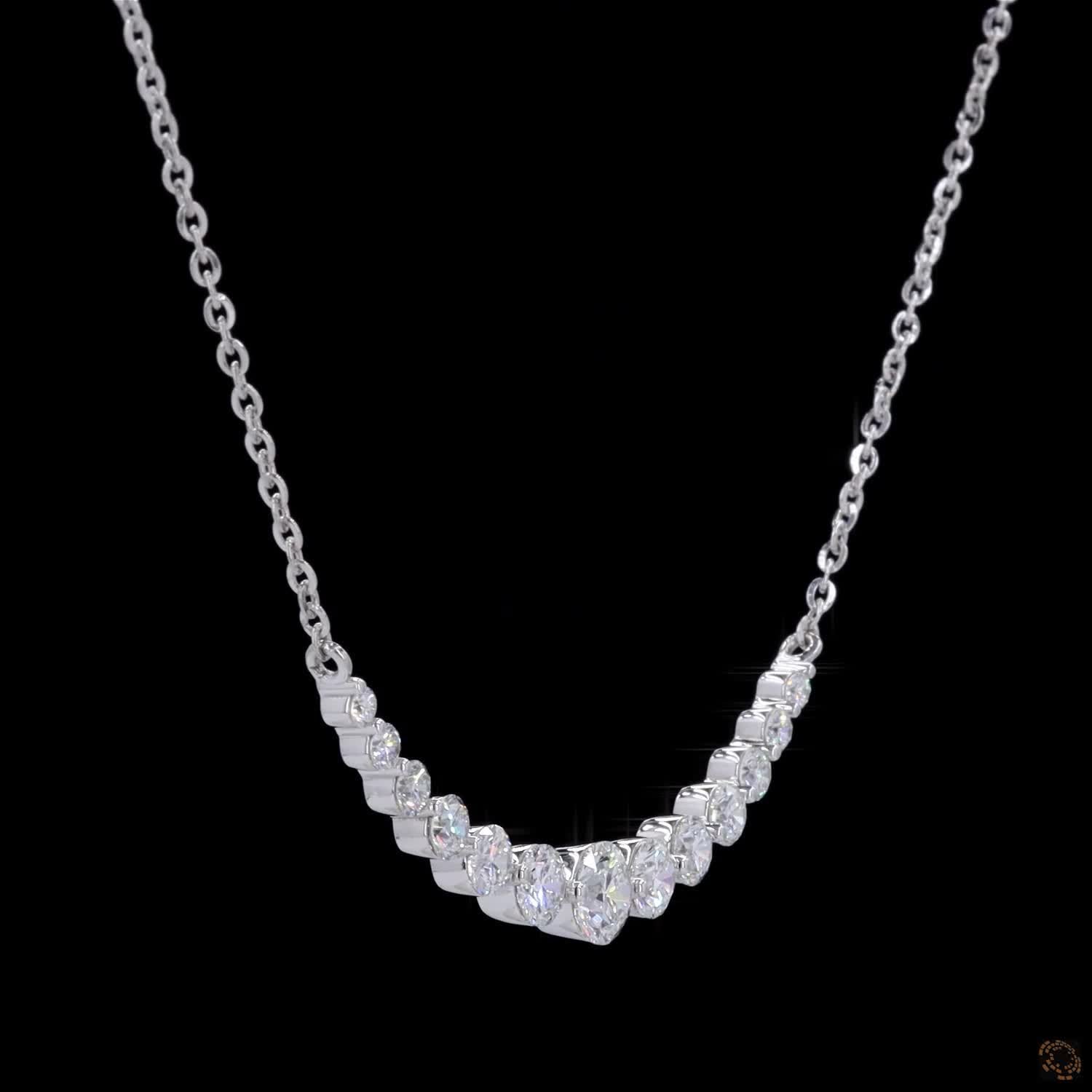 2.10 Cts Necklace with Brilliant Round-Cut Stones in White Gold