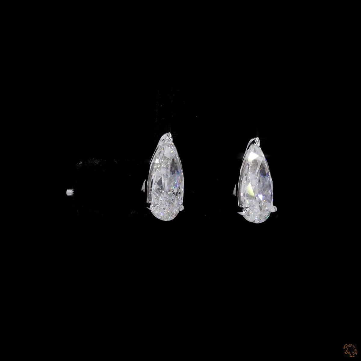 2.03 Ct Bezel-Set Pear Cut Solitaire Diamond Stud Earrings in White Gold