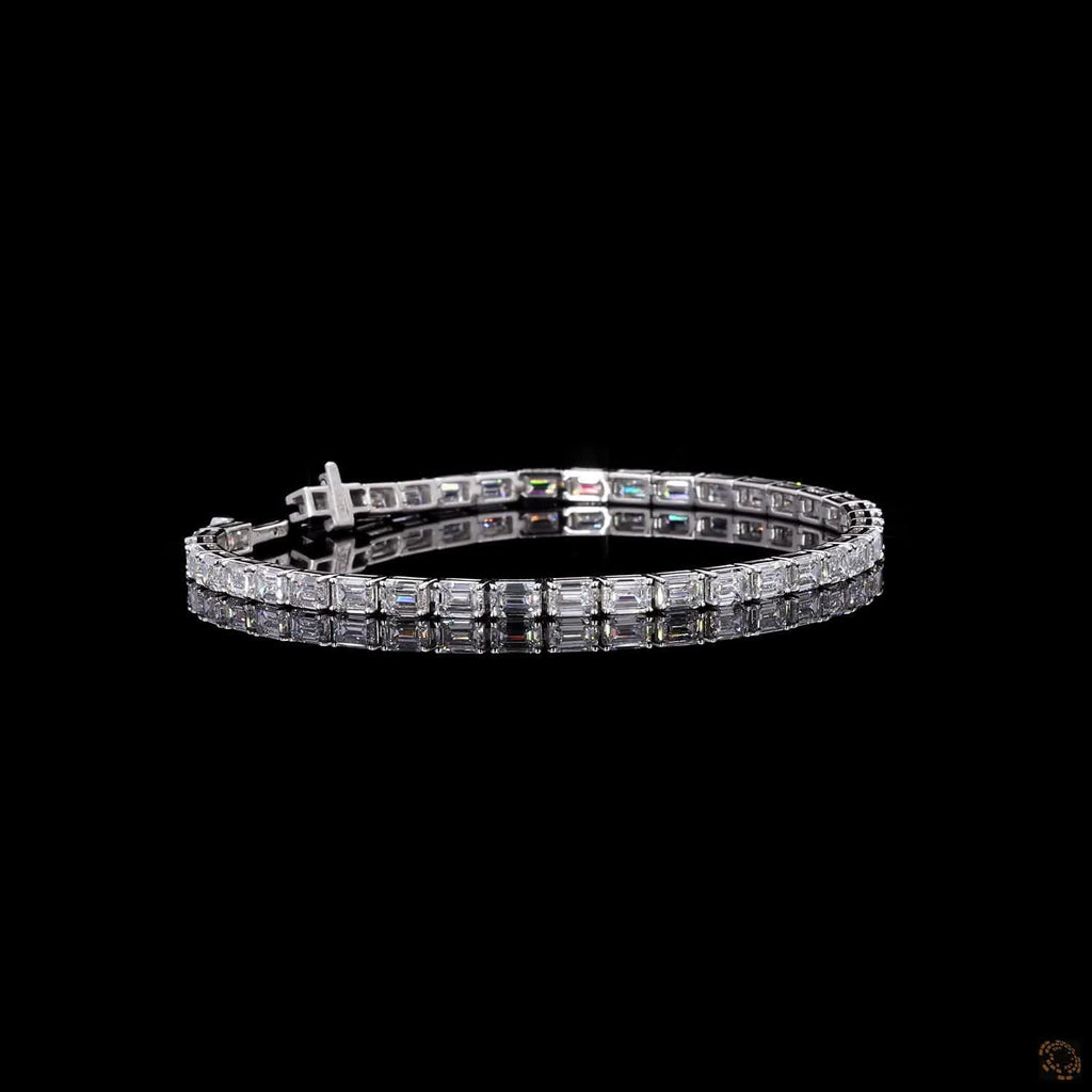 9.95Ct Emerald Cut Lab-Grown Diamond Women Tennis Bracelet 14K White Gold Plated