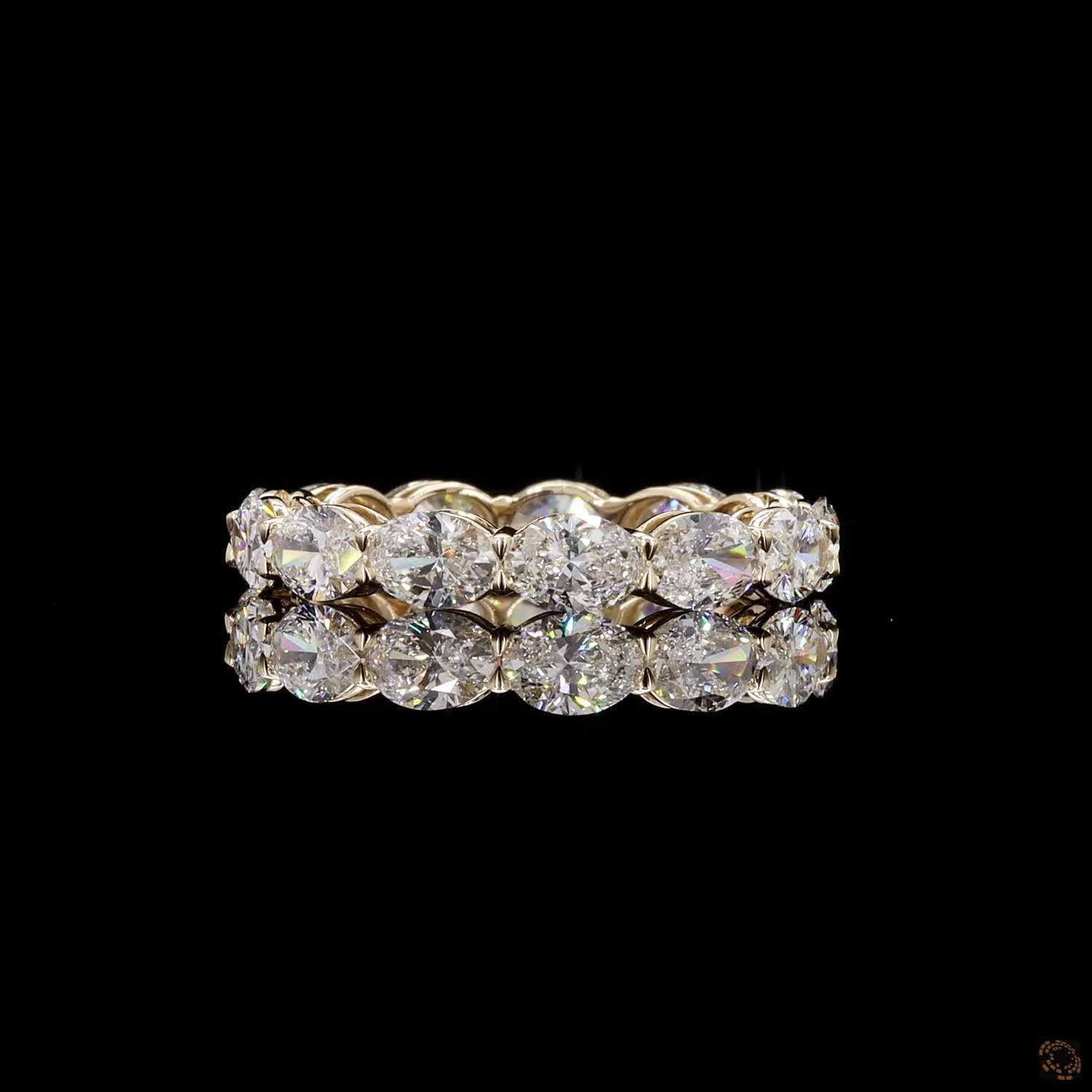 3.35 Ct East-West Oval Cut Diamond Eternity Ring in Yellow Gold