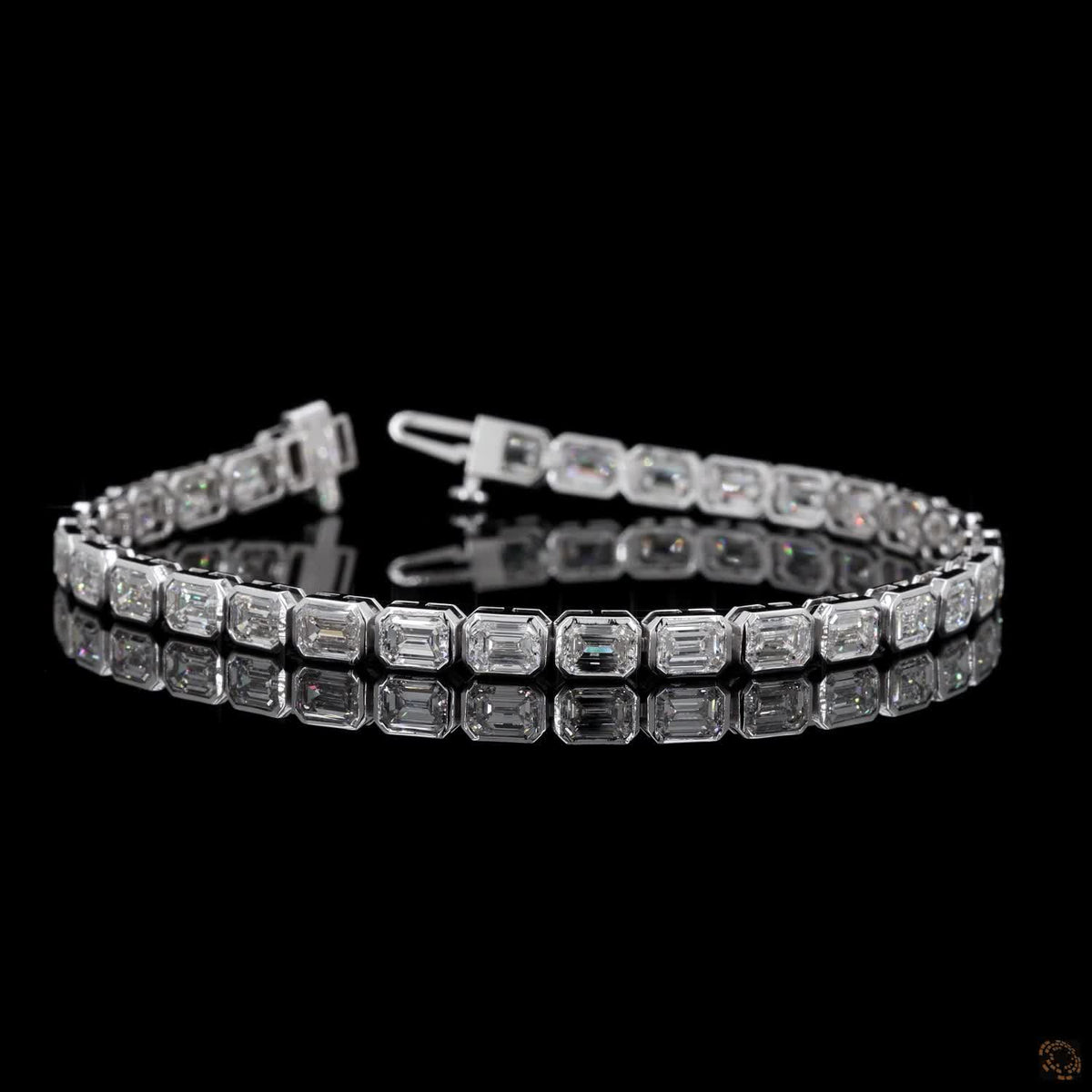 10.29 Ct Emerald-Cut Diamond Bezel Tennis Bracelet in 14K White Gold