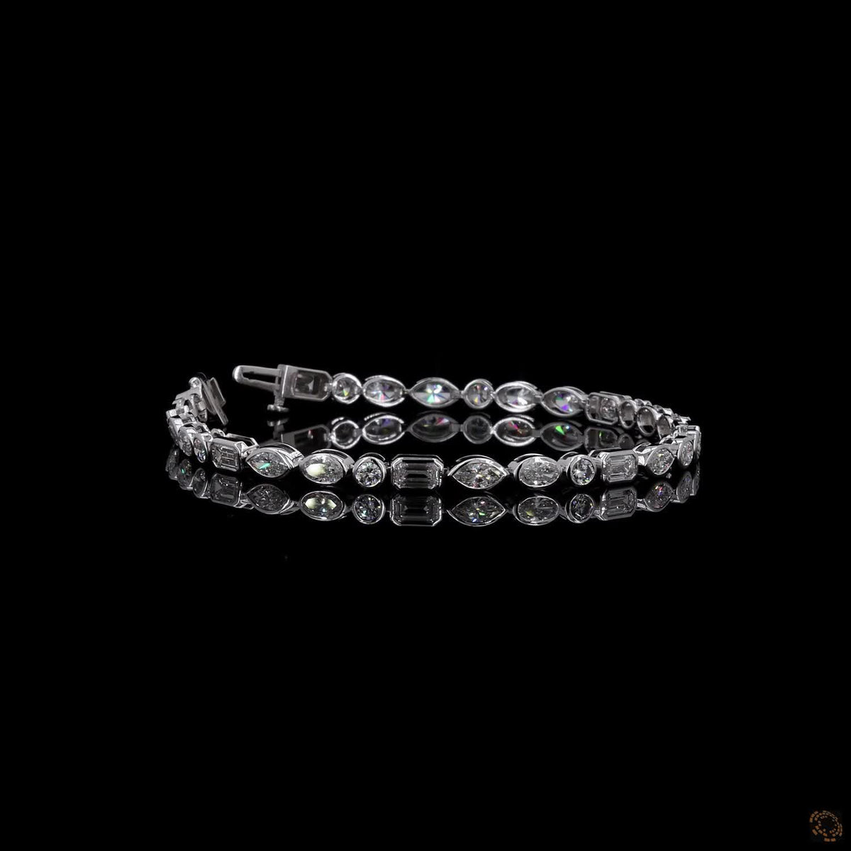 6.19 Ct Silver-Tone Geometric Crystal Bracelet for Women – Elegant Sparkling Link Bracelet