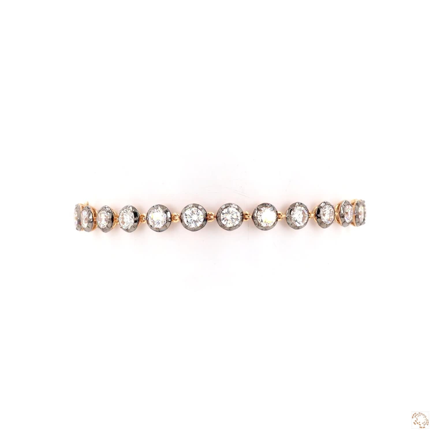 6.37 Ct Two-Tone Graduated Round Diamond Bezel Line Bracelet