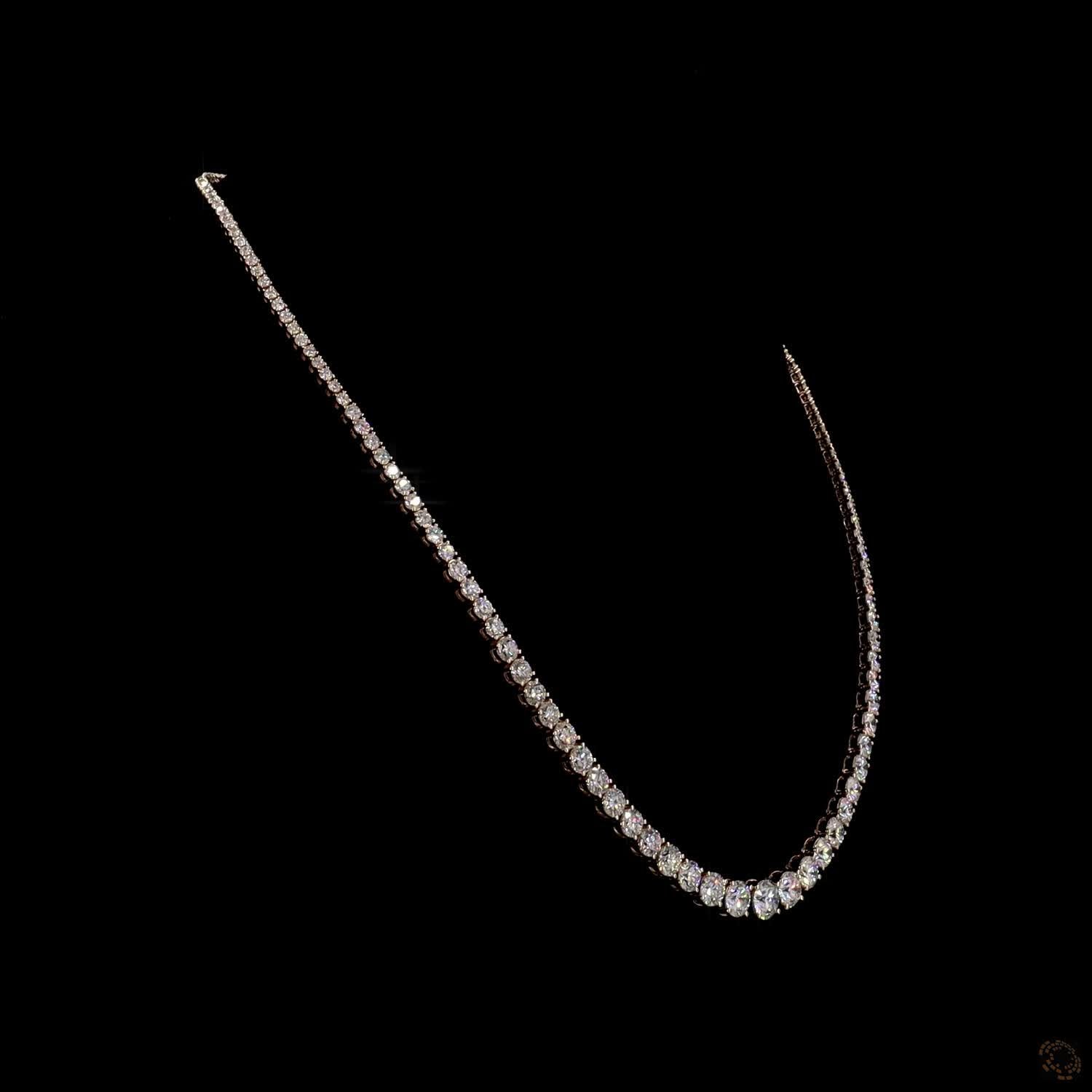 17.63 Ct Graduated Round Cut Lab-Grown Diamond Tennis Necklace in 14K Yellow Gold
