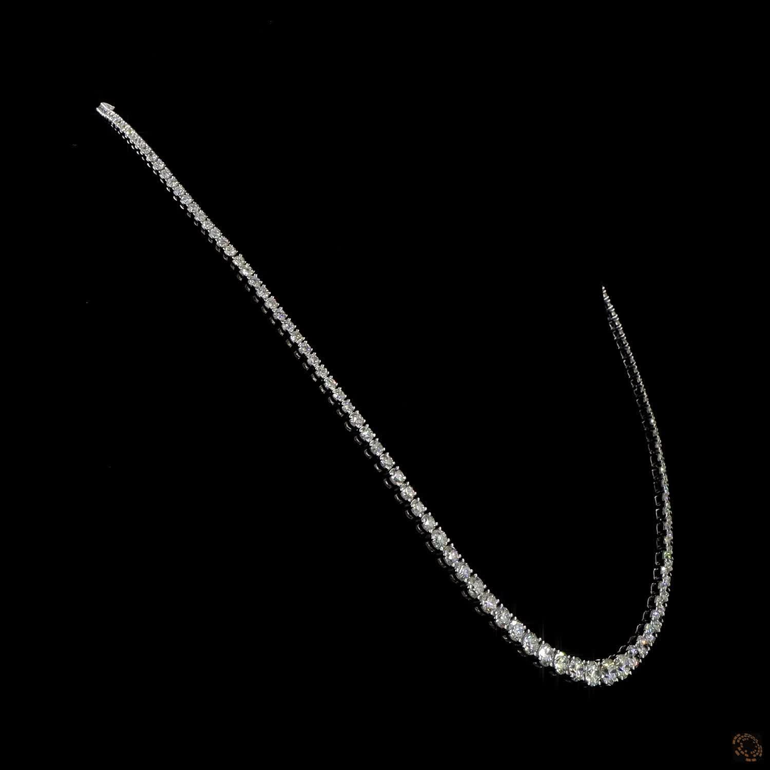 9.18 Cts 14K WHITE GOLD Round Shape Tennis Necklace