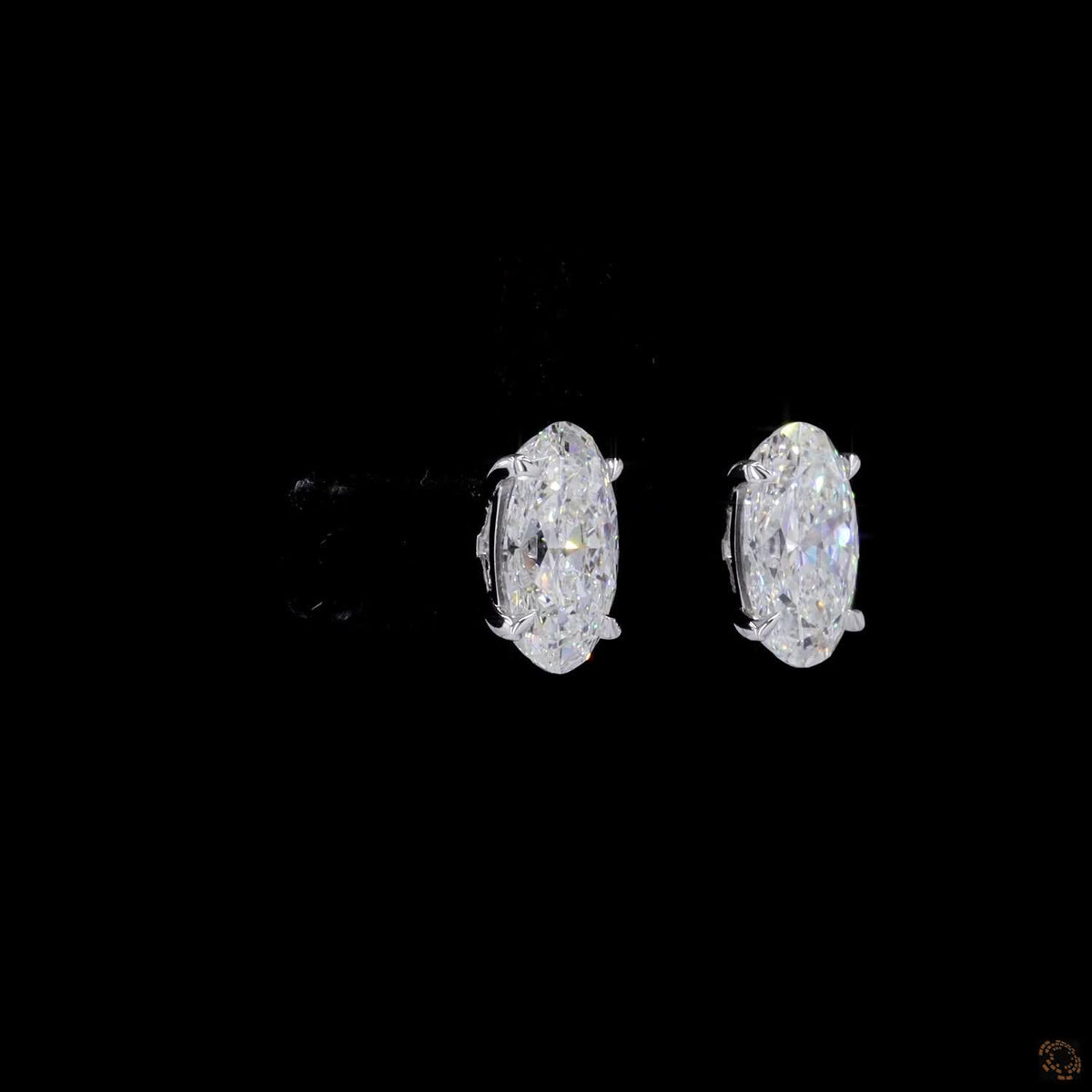4.17 Ct 14K White Gold Oval Cut Diamond Solitaire Stud Earrings